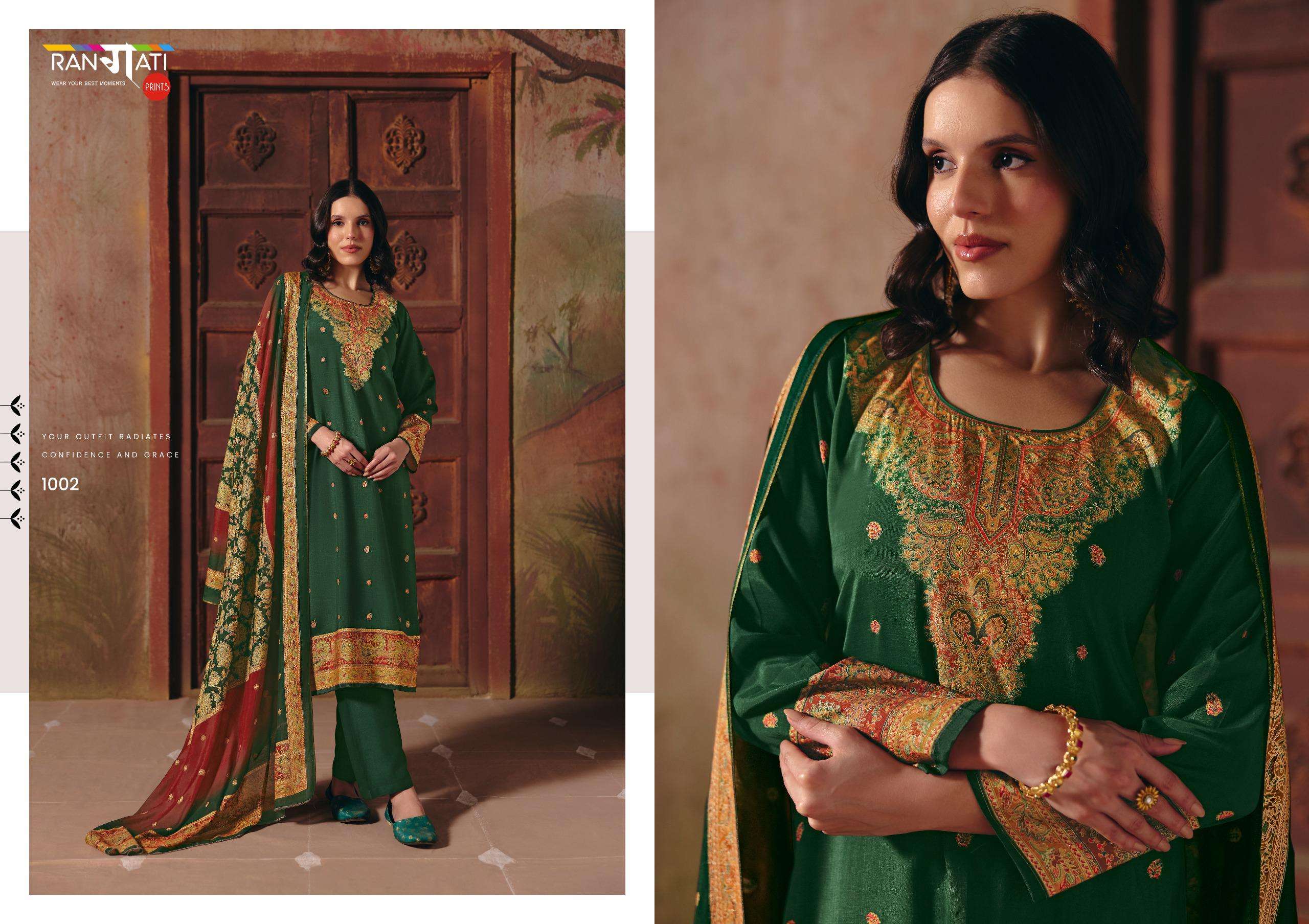 RANGATI PRINTS JAMAWAR VOL 2 VISCOSE DESIGNER WORK LADIES SUIT