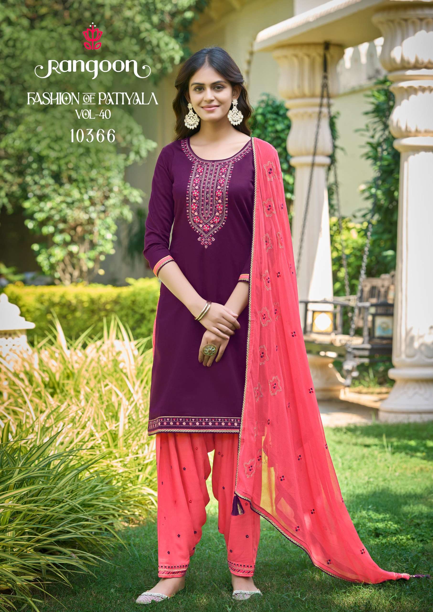 RANGOON FASHION OF PATIALA VOL 40 SILK EMBROIDERY DESIGNER WORK READY MADE LADIES SUIT