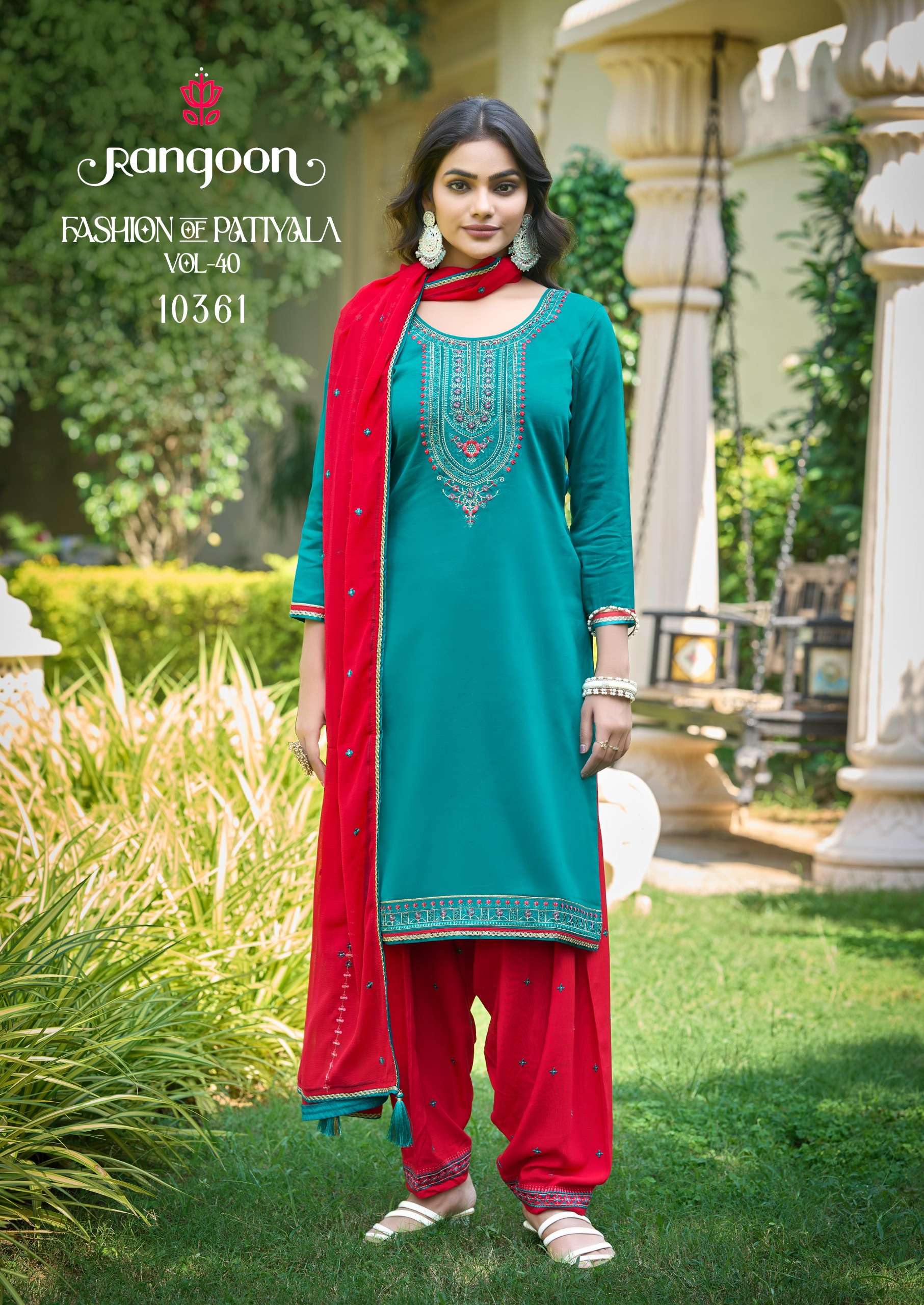 RANGOON FASHION OF PATIALA VOL 40 SILK EMBROIDERY DESIGNER WORK READY MADE LADIES SUIT