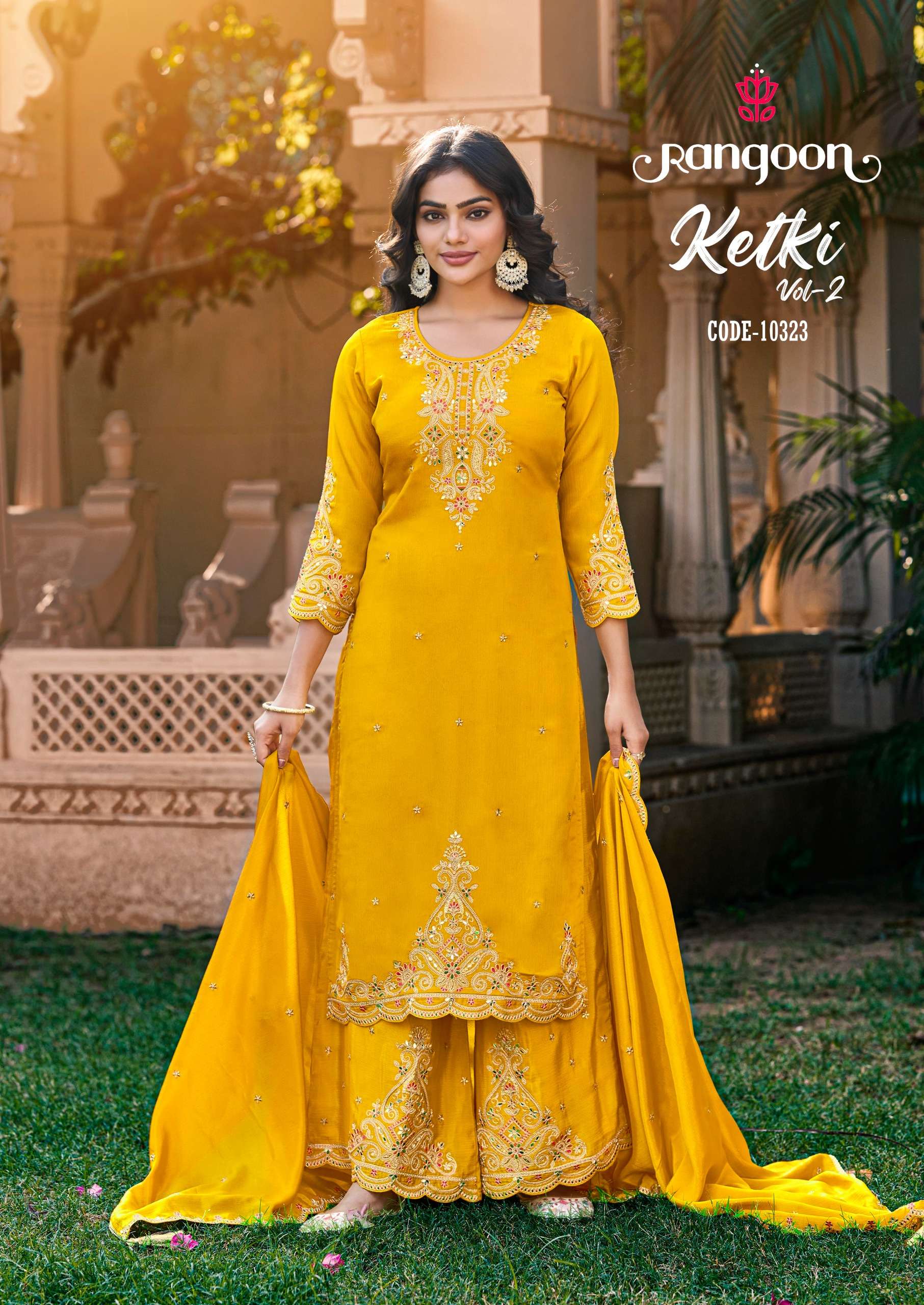 RANGOON KETKI VOL 2 CHINON EMBROIDERY DESIGNER FESTIVE WEAR LADIES SUIT