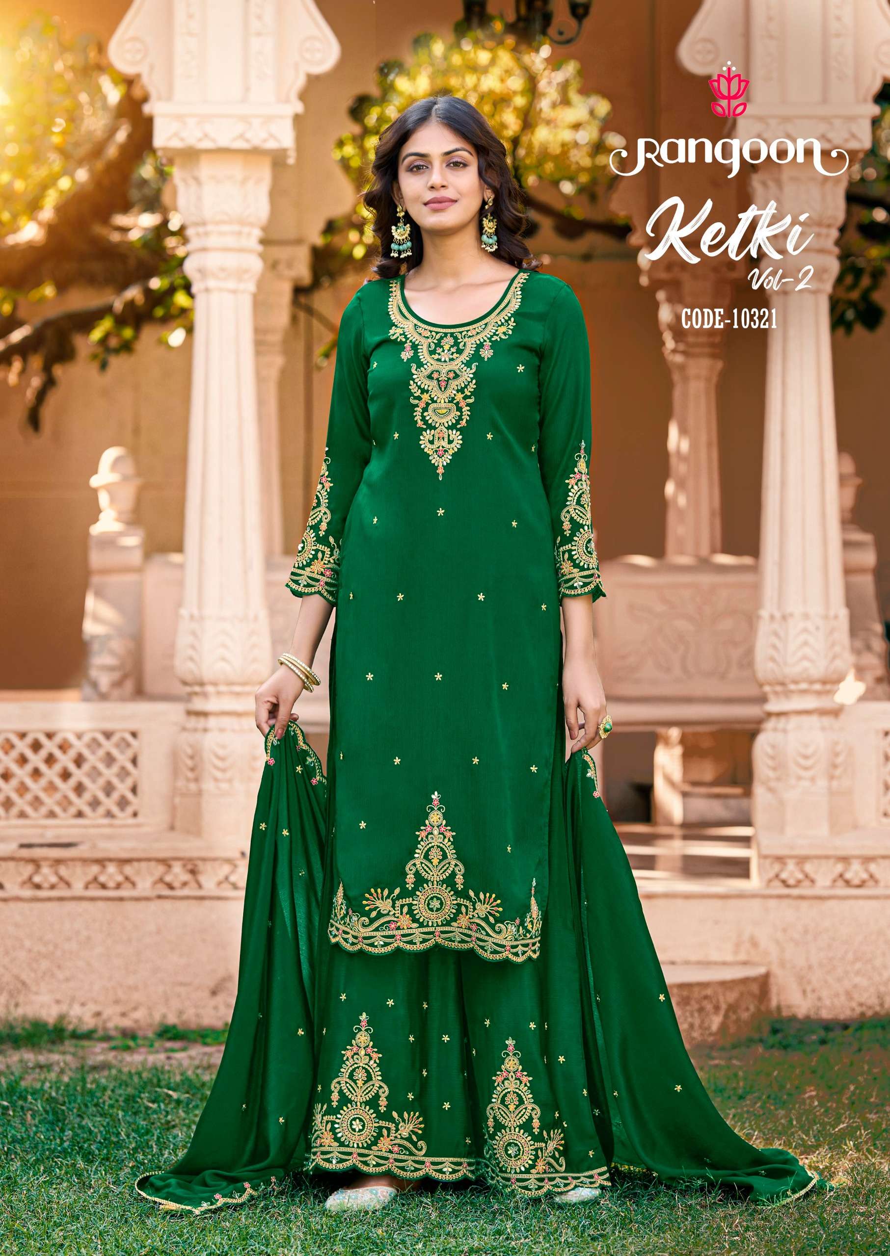 RANGOON KETKI VOL 2 CHINON EMBROIDERY DESIGNER FESTIVE WEAR LADIES SUIT