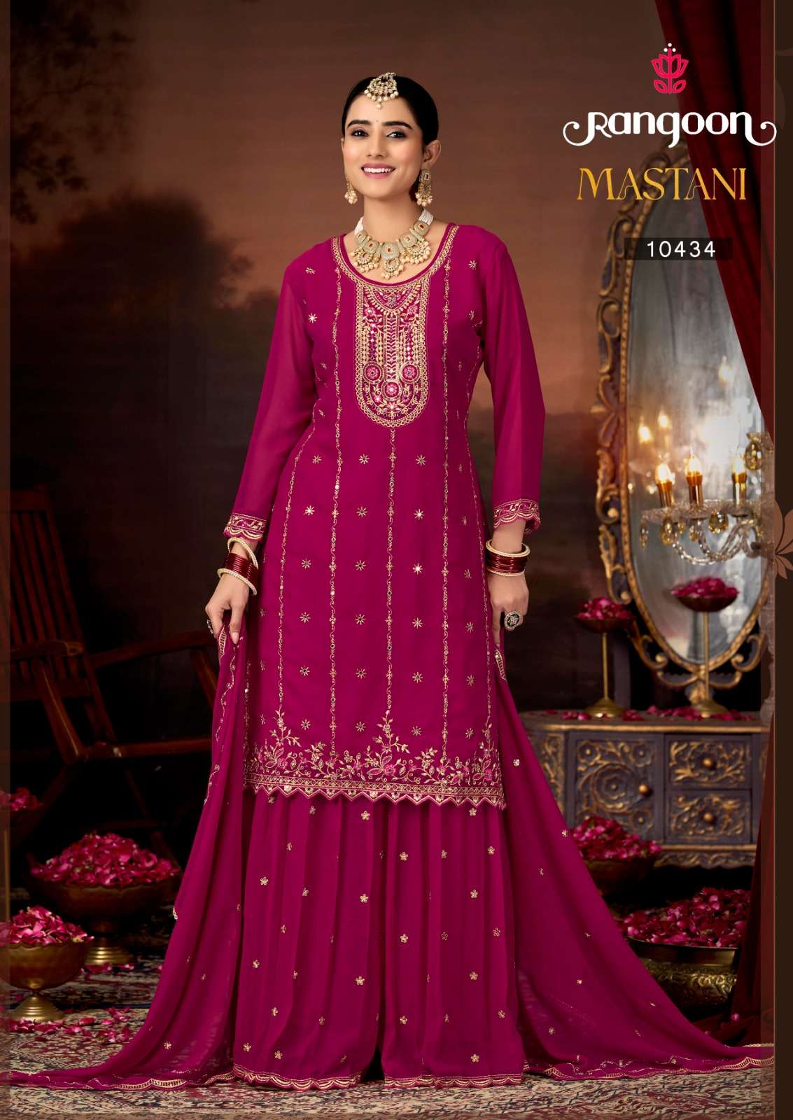 RANGOON MASTANI GEORGETTE EMBROIDERY DESIGNER PARTY WEAR LADIES SUIT