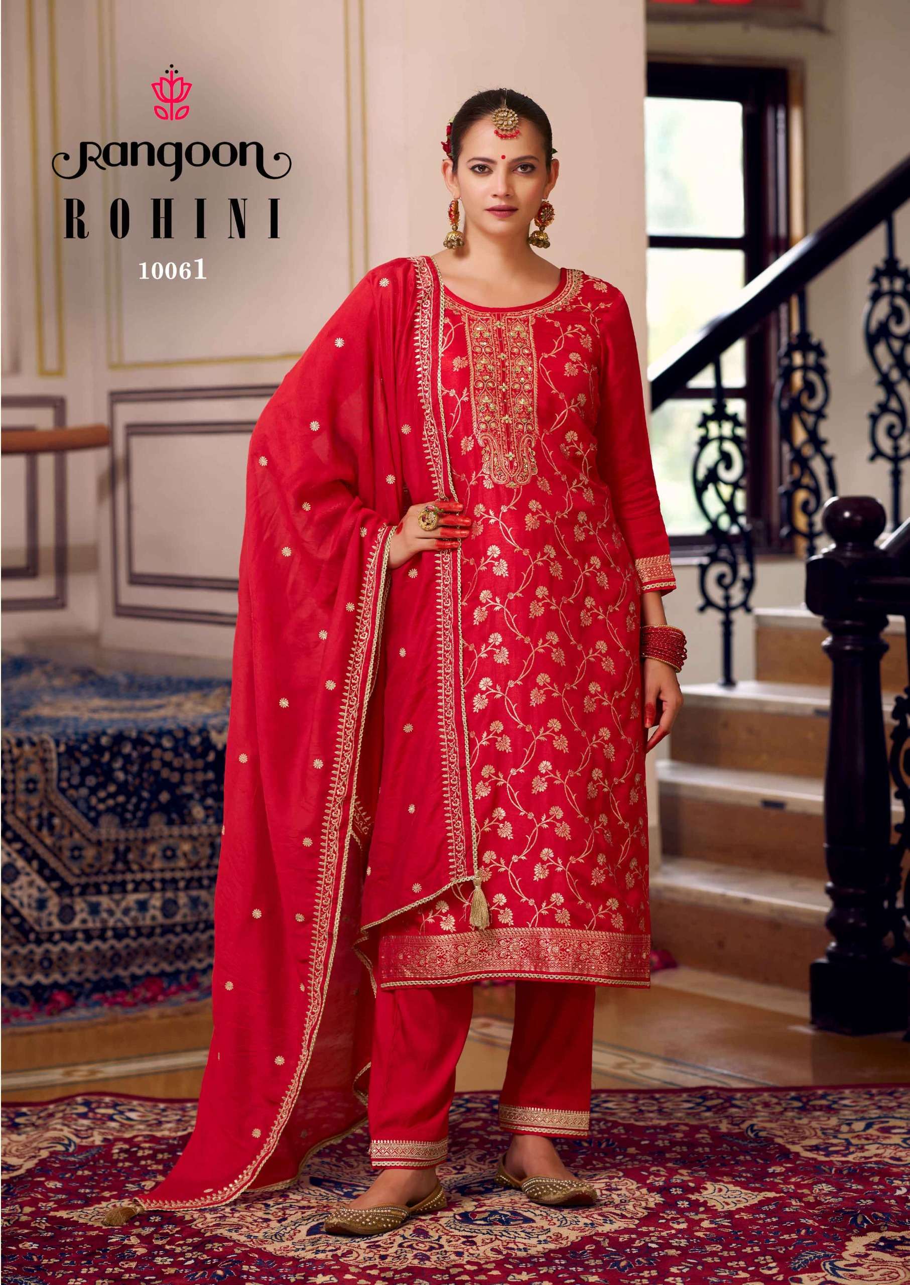 RANGOON ROHINI JACQUARD DESIGNER WORK READY MADE LADIES SUIT