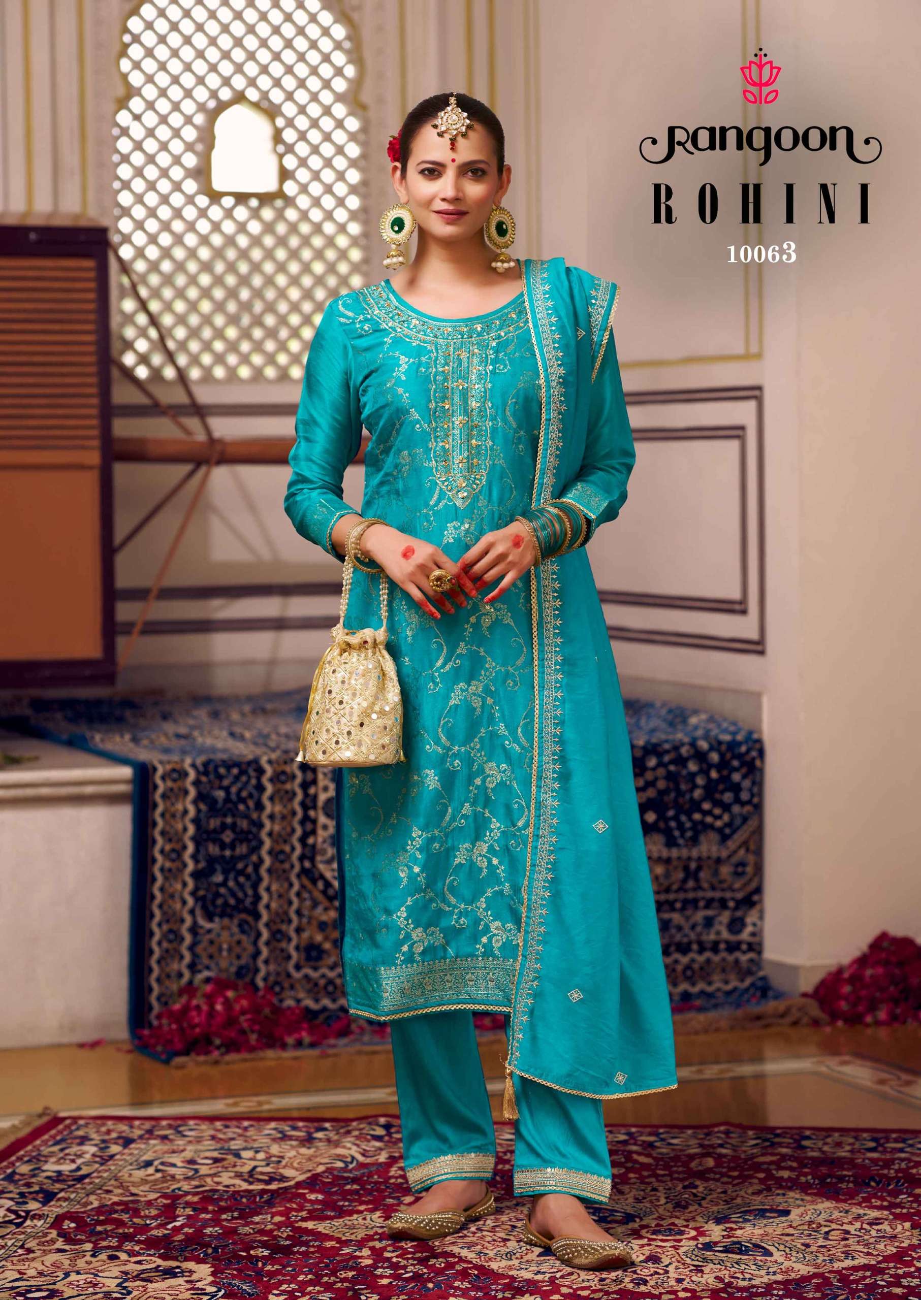 RANGOON ROHINI JACQUARD DESIGNER WORK READY MADE LADIES SUIT