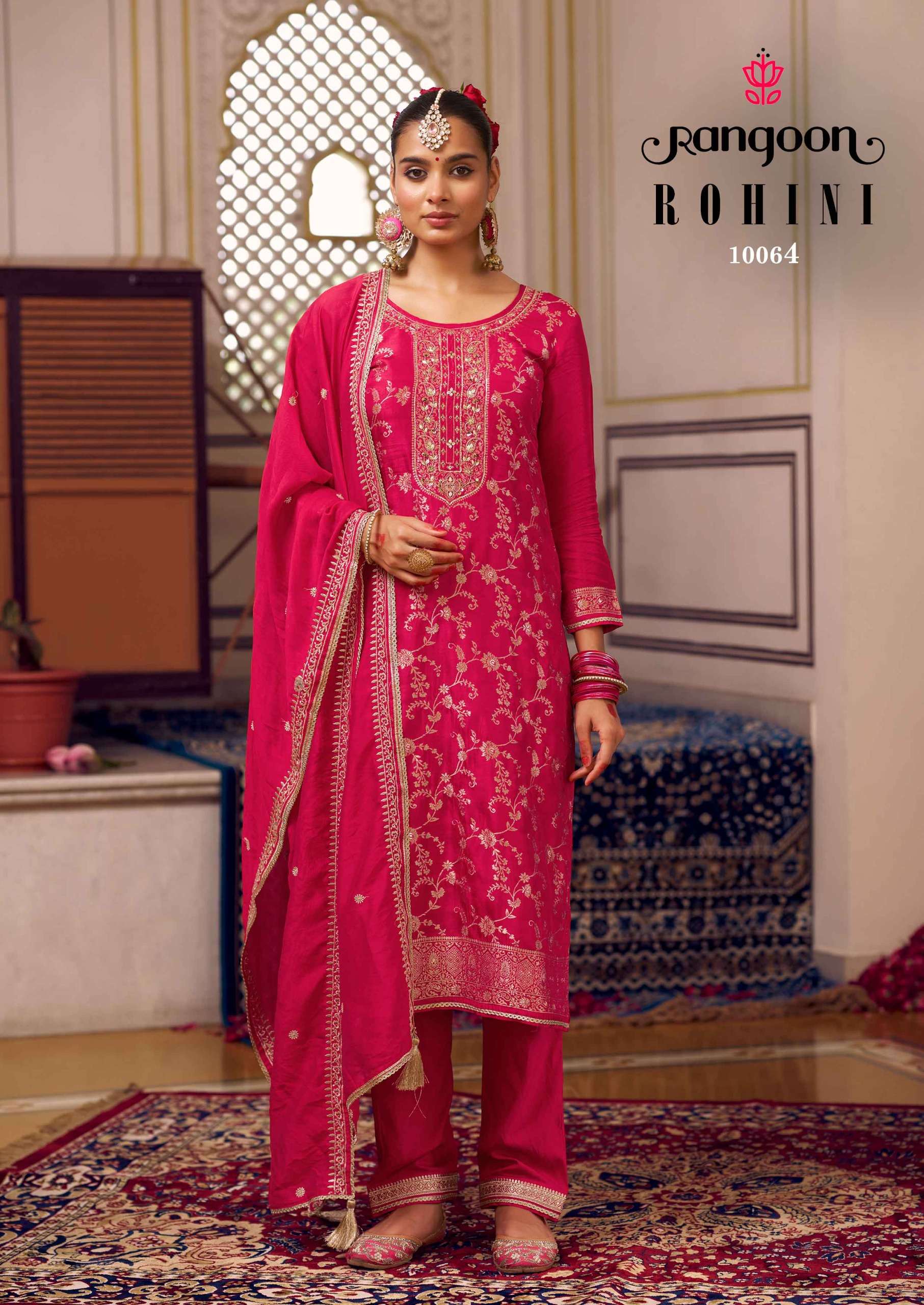 RANGOON ROHINI JACQUARD DESIGNER WORK READY MADE LADIES SUIT