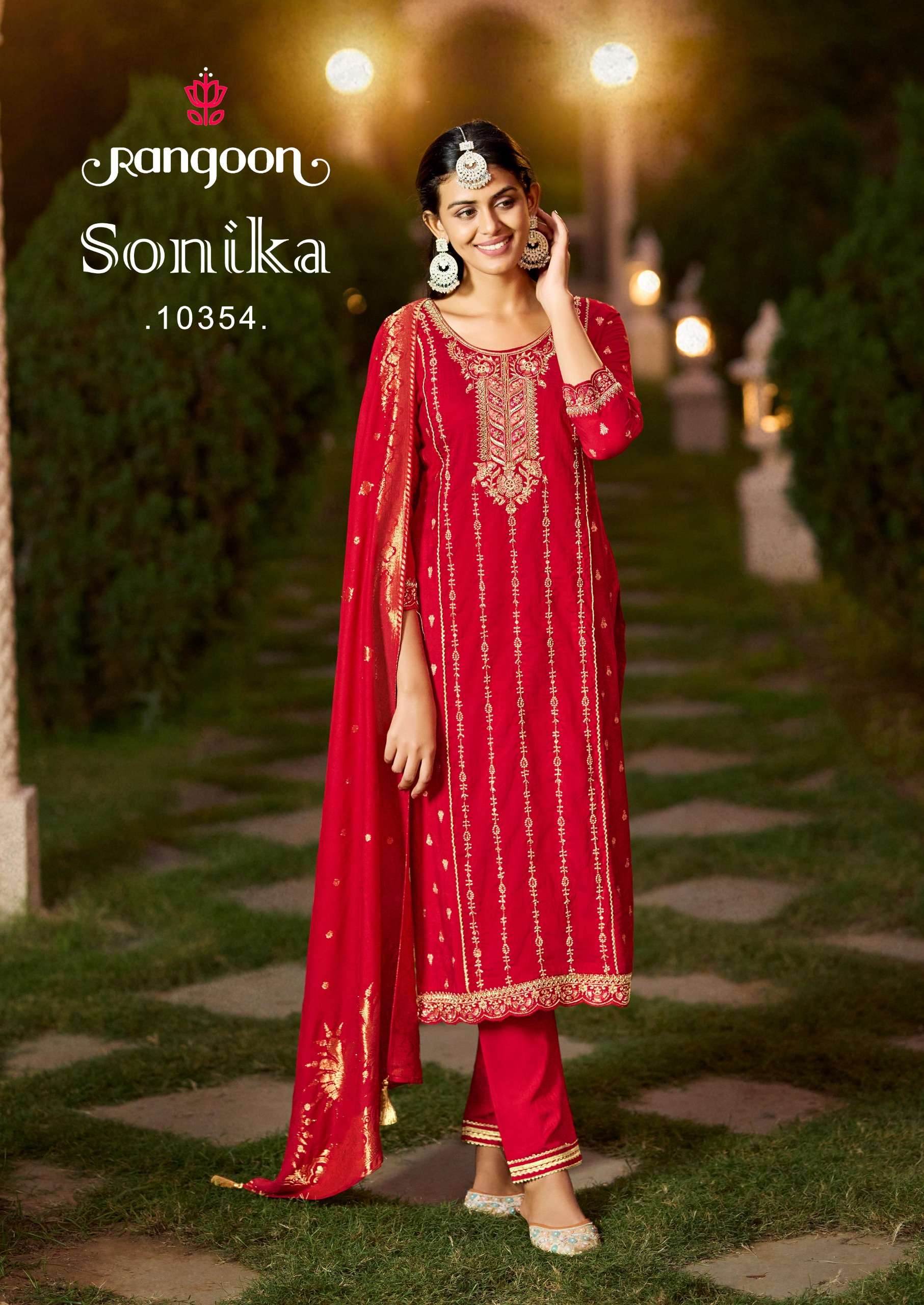 RANGOON SONIKA JACQUARD DESIGNER WORK READY MADE LADIES SUIT