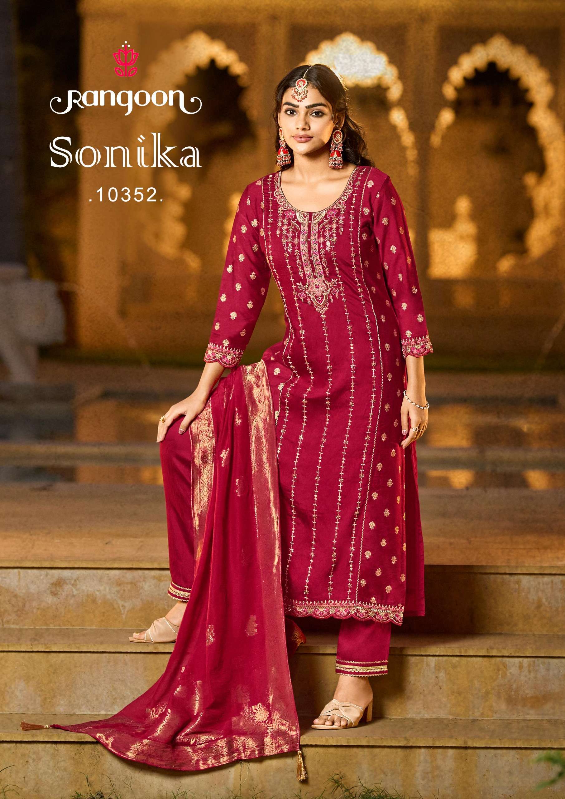 RANGOON SONIKA JACQUARD DESIGNER WORK READY MADE LADIES SUIT