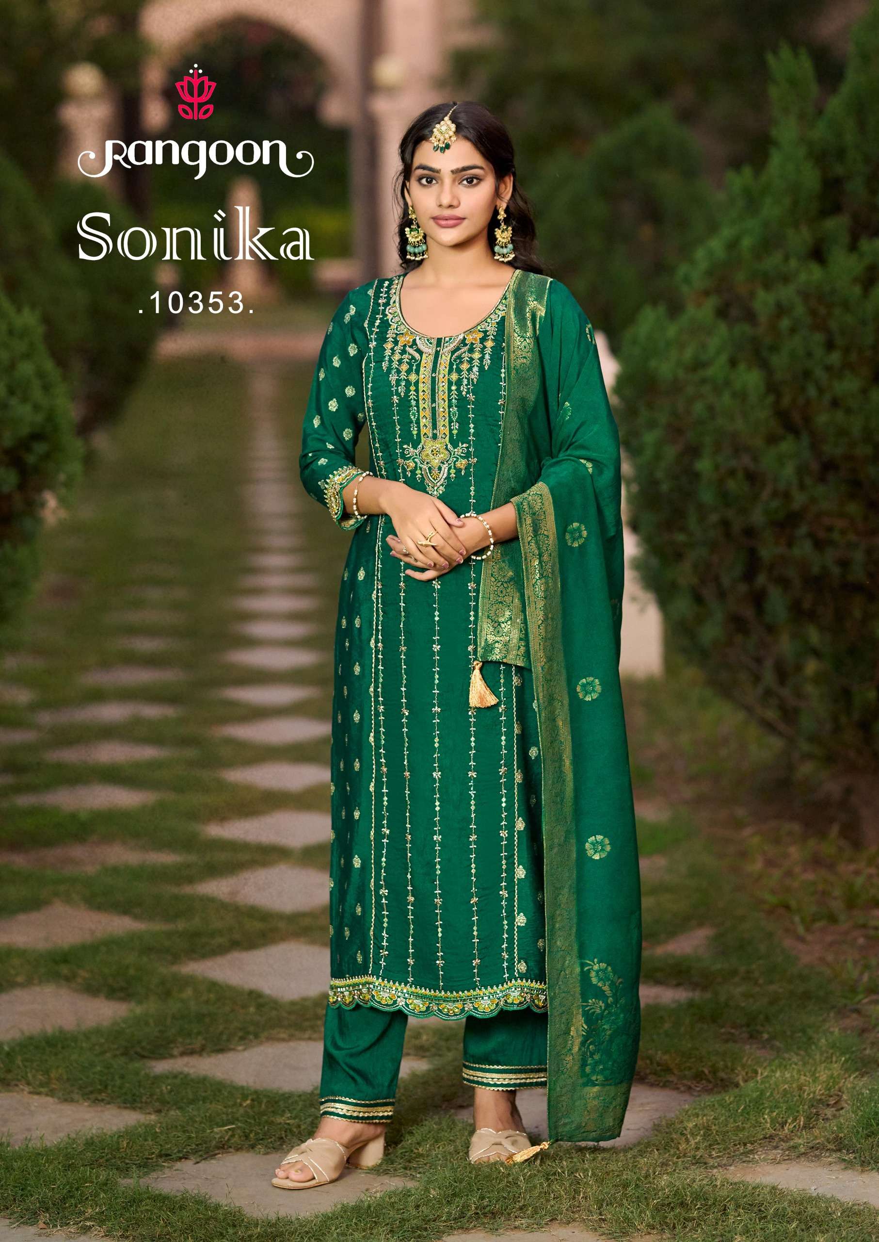 RANGOON SONIKA JACQUARD DESIGNER WORK READY MADE LADIES SUIT
