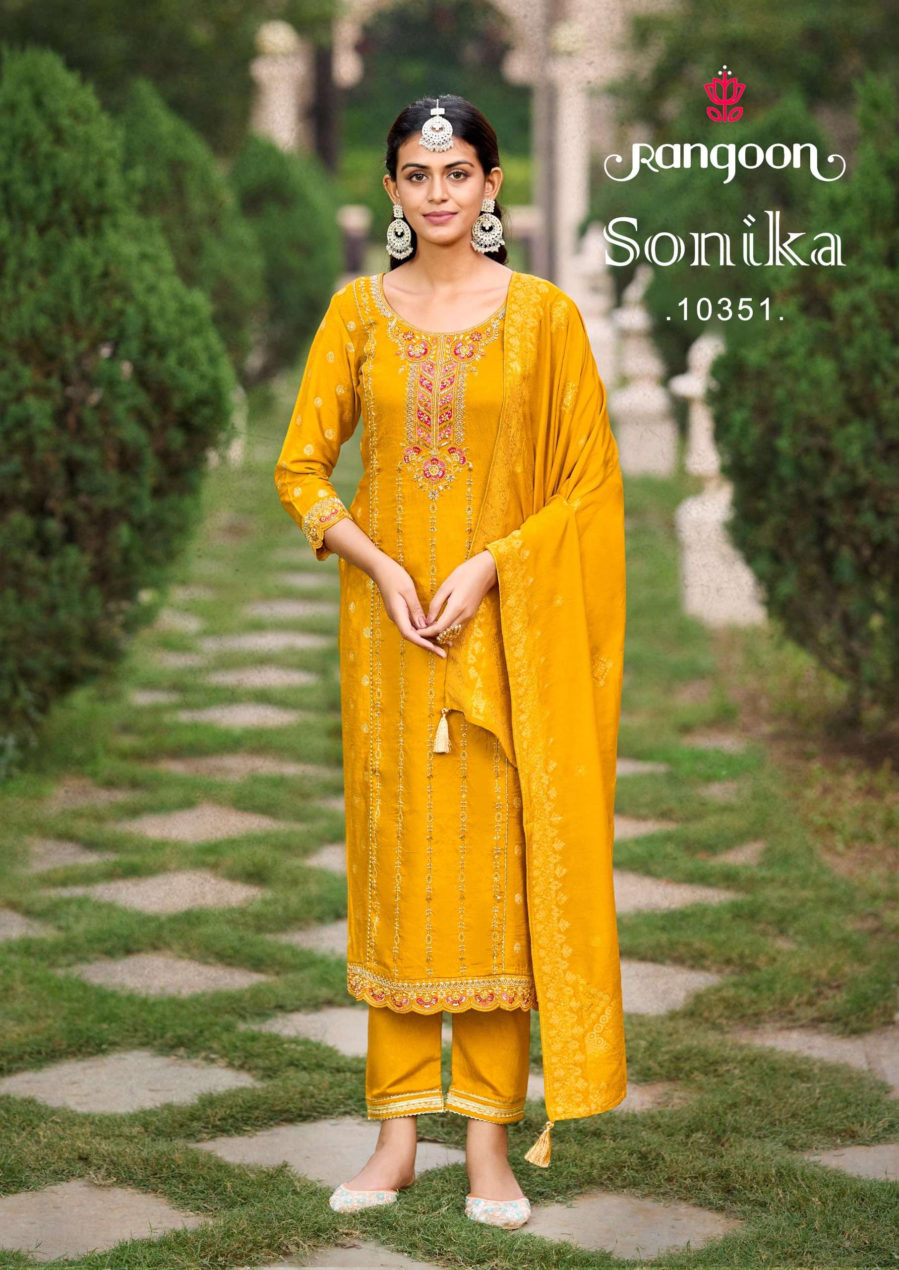 RANGOON SONIKA JACQUARD DESIGNER WORK READY MADE LADIES SUIT
