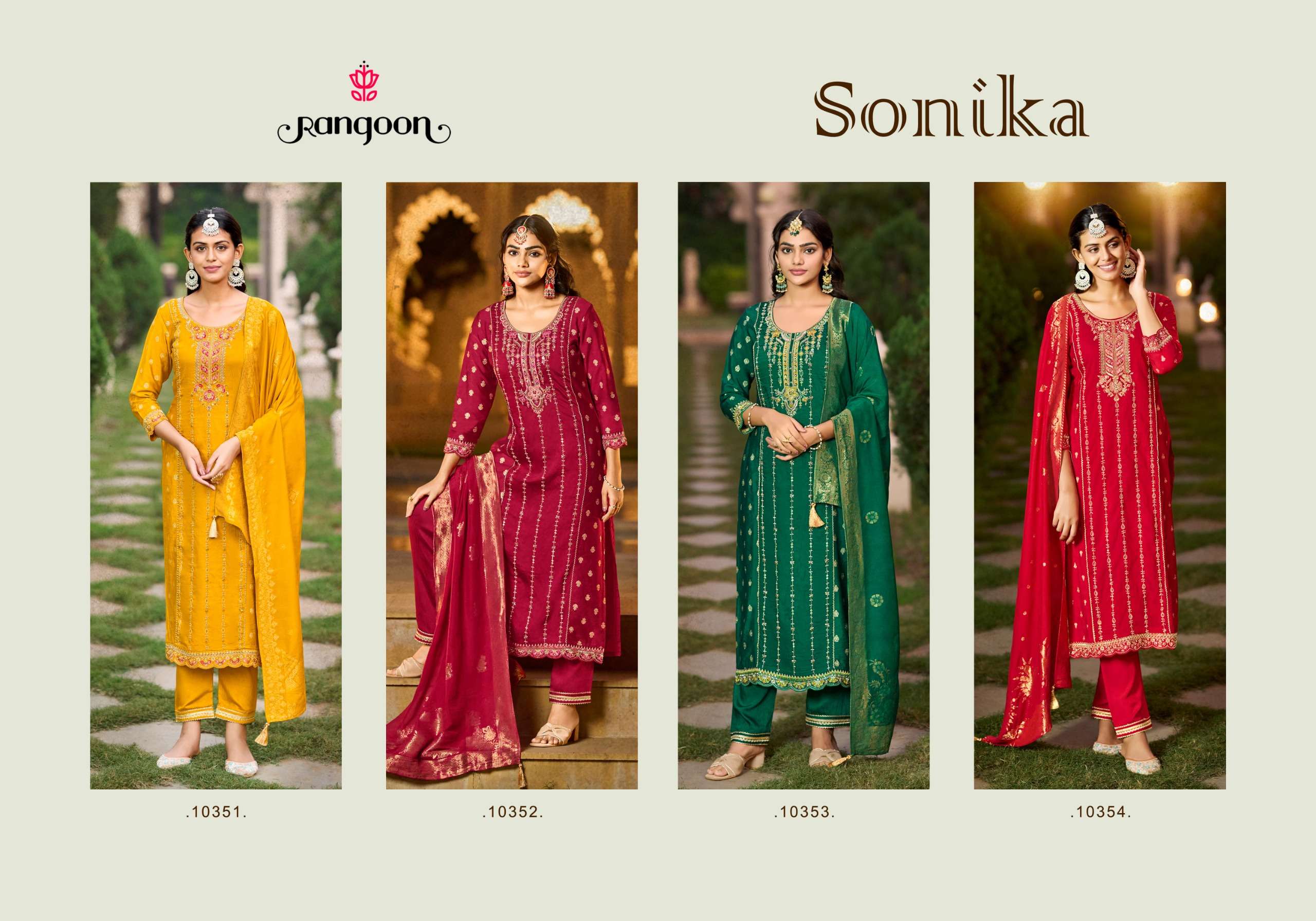 RANGOON SONIKA JACQUARD DESIGNER WORK READY MADE LADIES SUIT