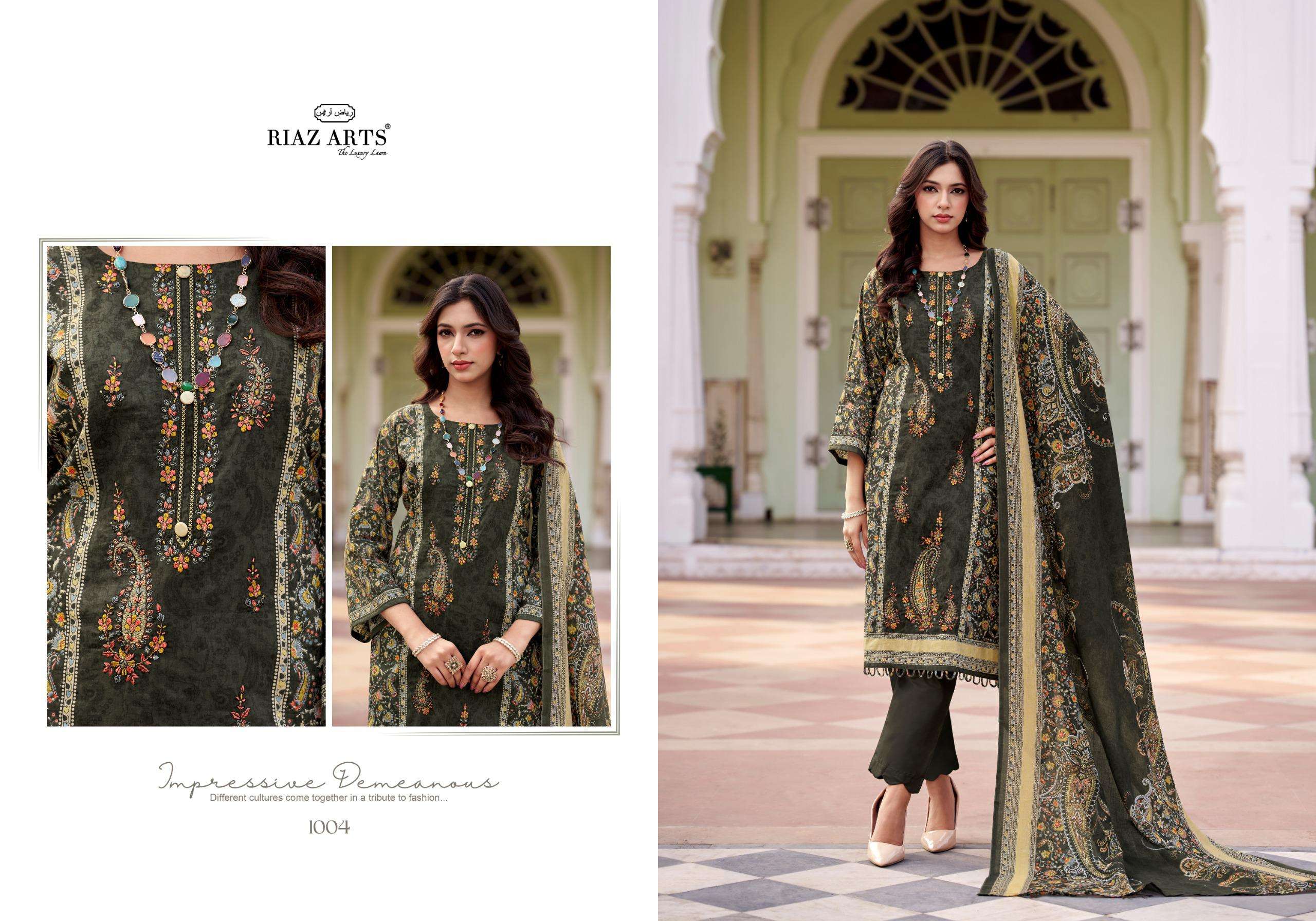 RIAZ ARTS FARMAISH LAWN COTTON DIGITAL PRINT WITH FANCY EMBROIDERY WORK SUIT