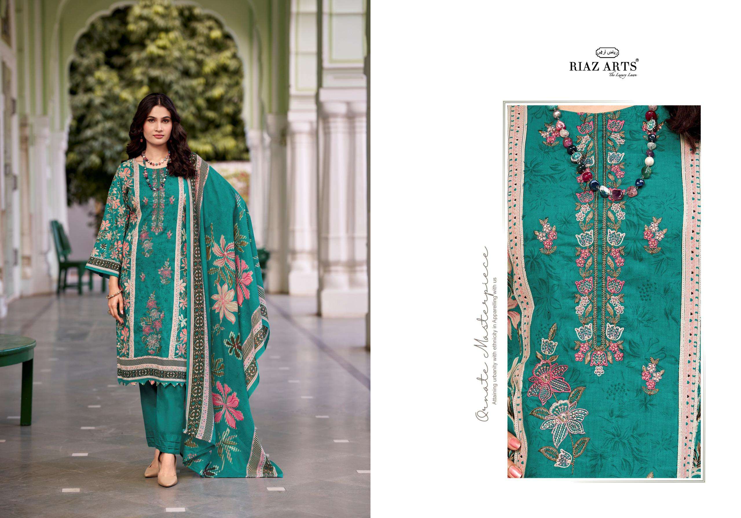 RIAZ ARTS FARMAISH LAWN COTTON DIGITAL PRINT WITH FANCY EMBROIDERY WORK SUIT
