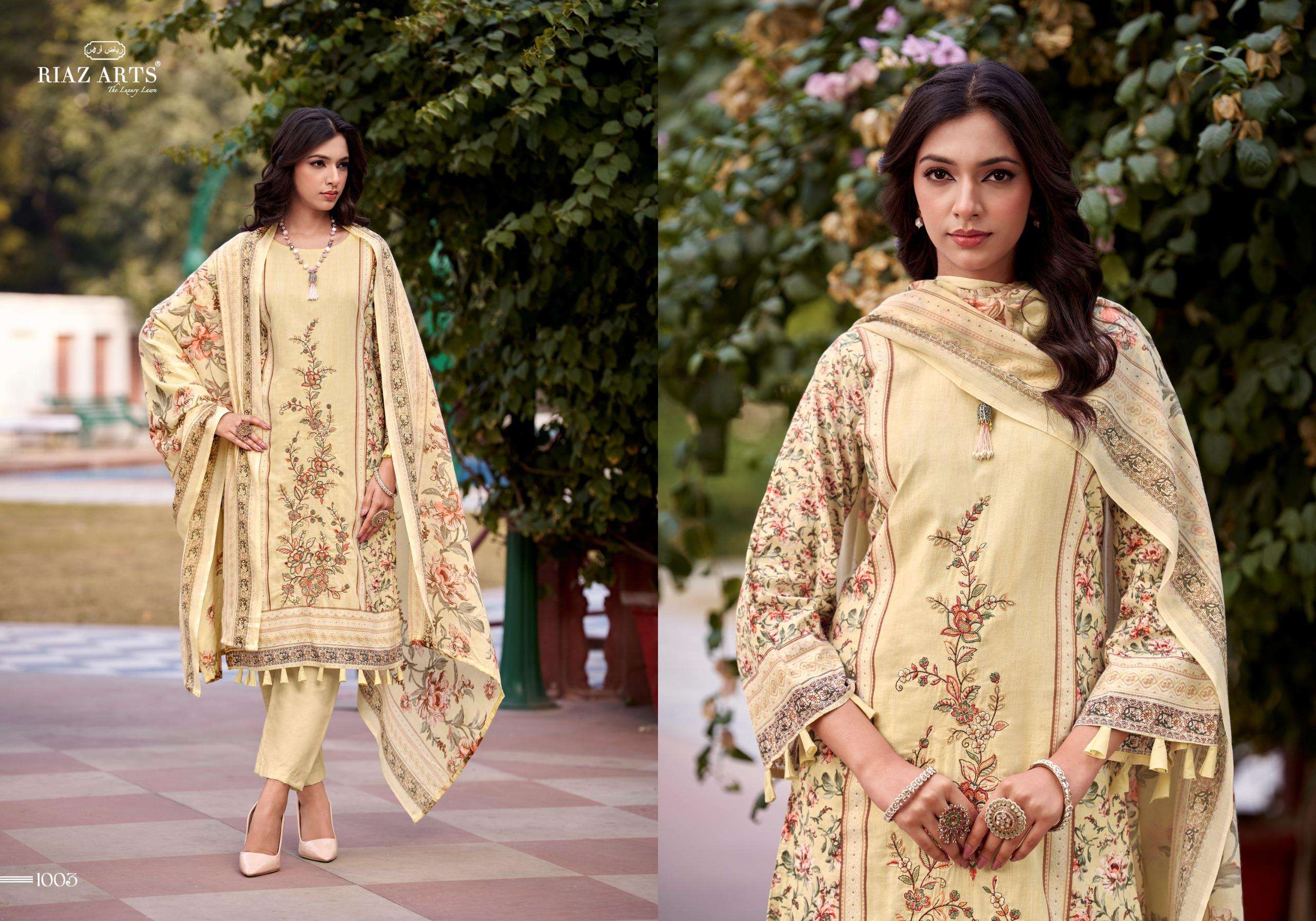 RIAZ ARTS FARMAISH LAWN COTTON DIGITAL PRINT WITH FANCY EMBROIDERY WORK SUIT