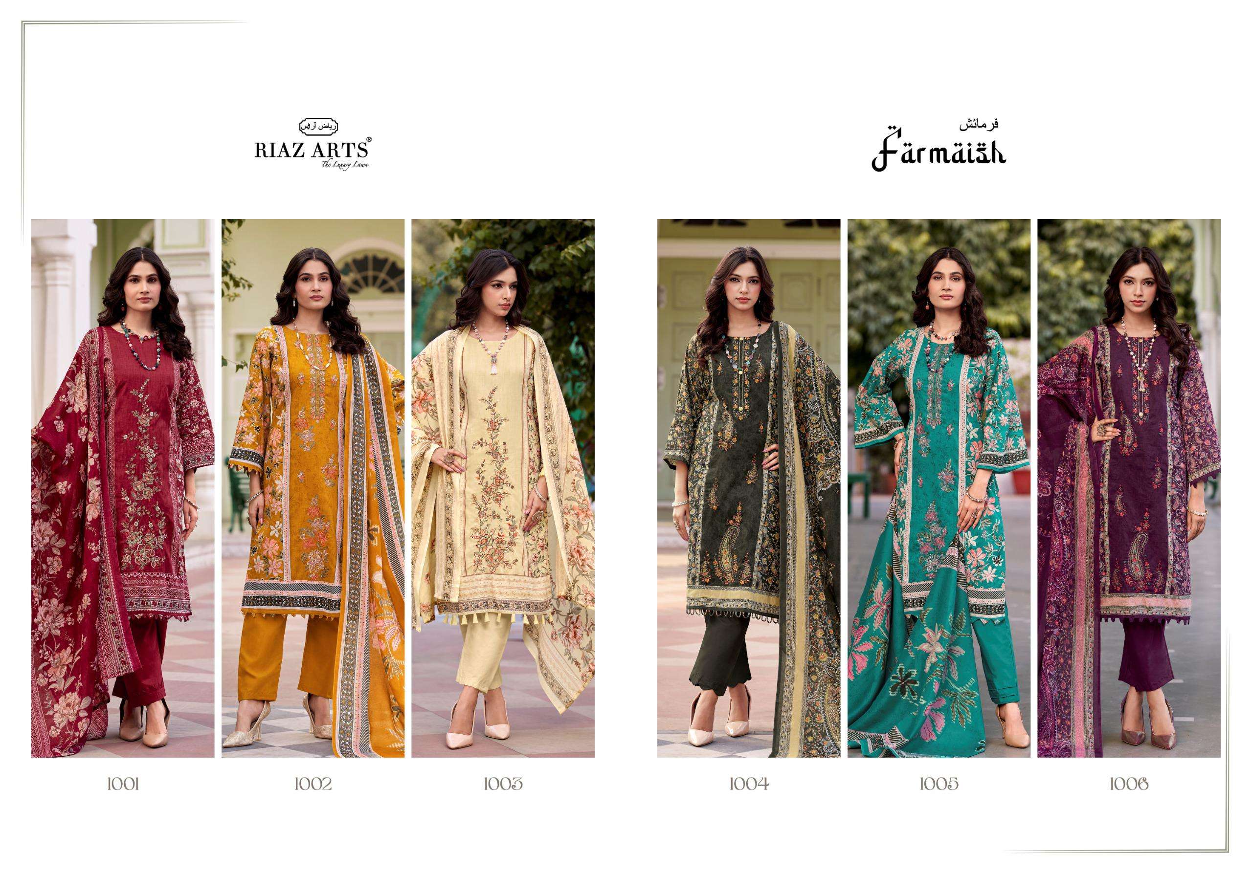 RIAZ ARTS FARMAISH LAWN COTTON DIGITAL PRINT WITH FANCY EMBROIDERY WORK SUIT