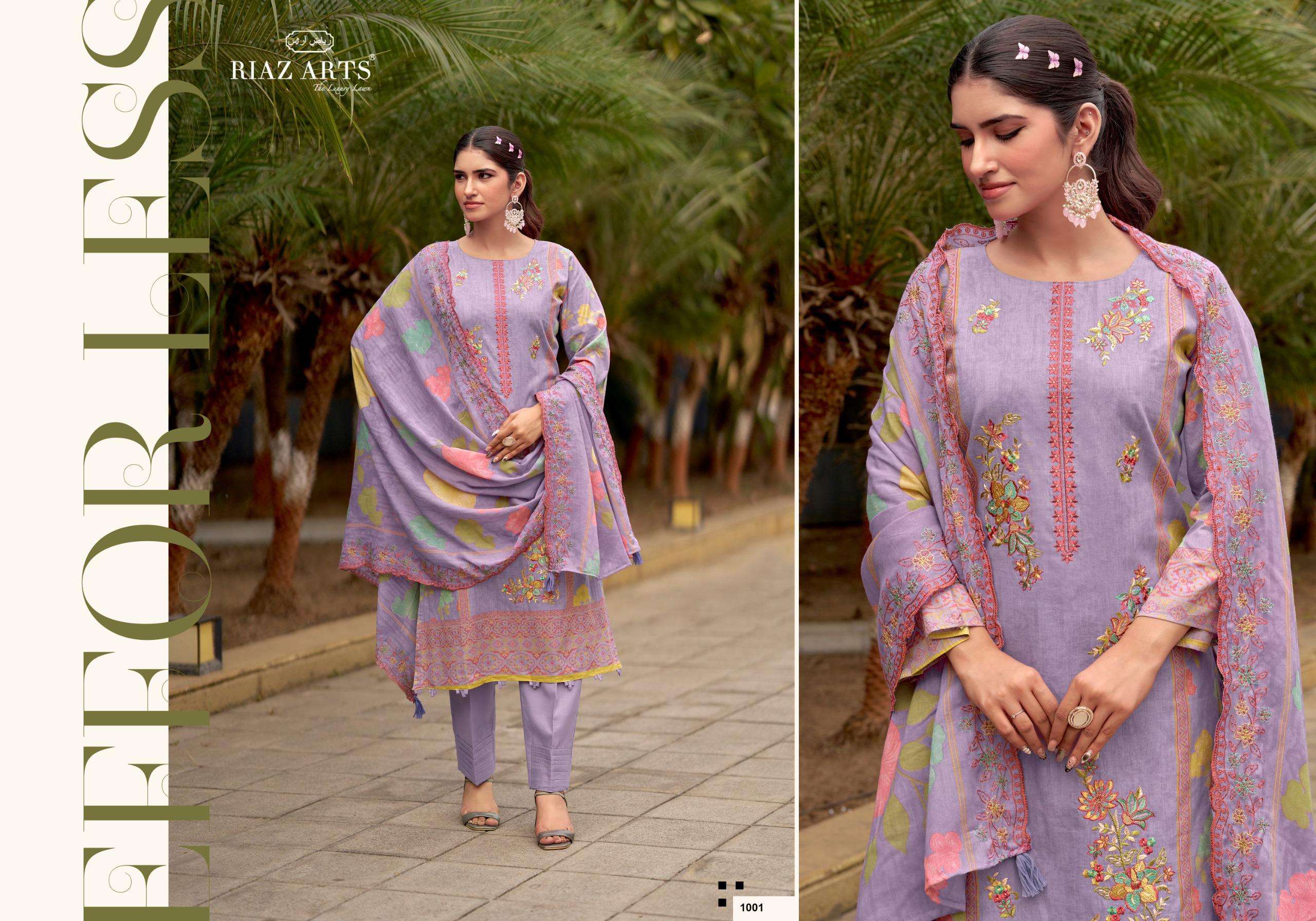 RIAZ ARTS KARIGIRI E SAEED LAWN COTTON DIGITAL PRINT WITH EMBROIDERY WORK SUIT