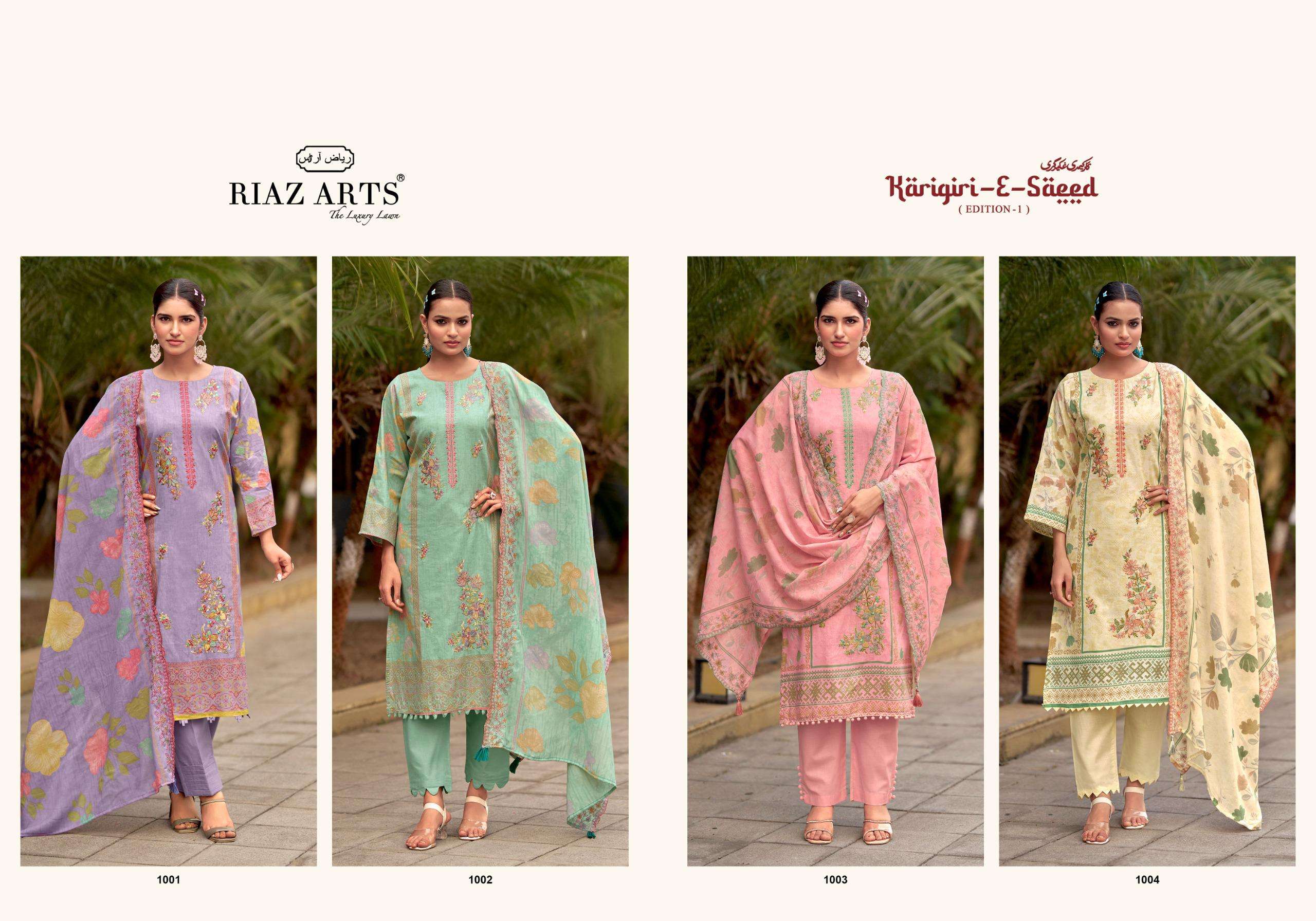 RIAZ ARTS KARIGIRI E SAEED LAWN COTTON DIGITAL PRINT WITH EMBROIDERY WORK SUIT