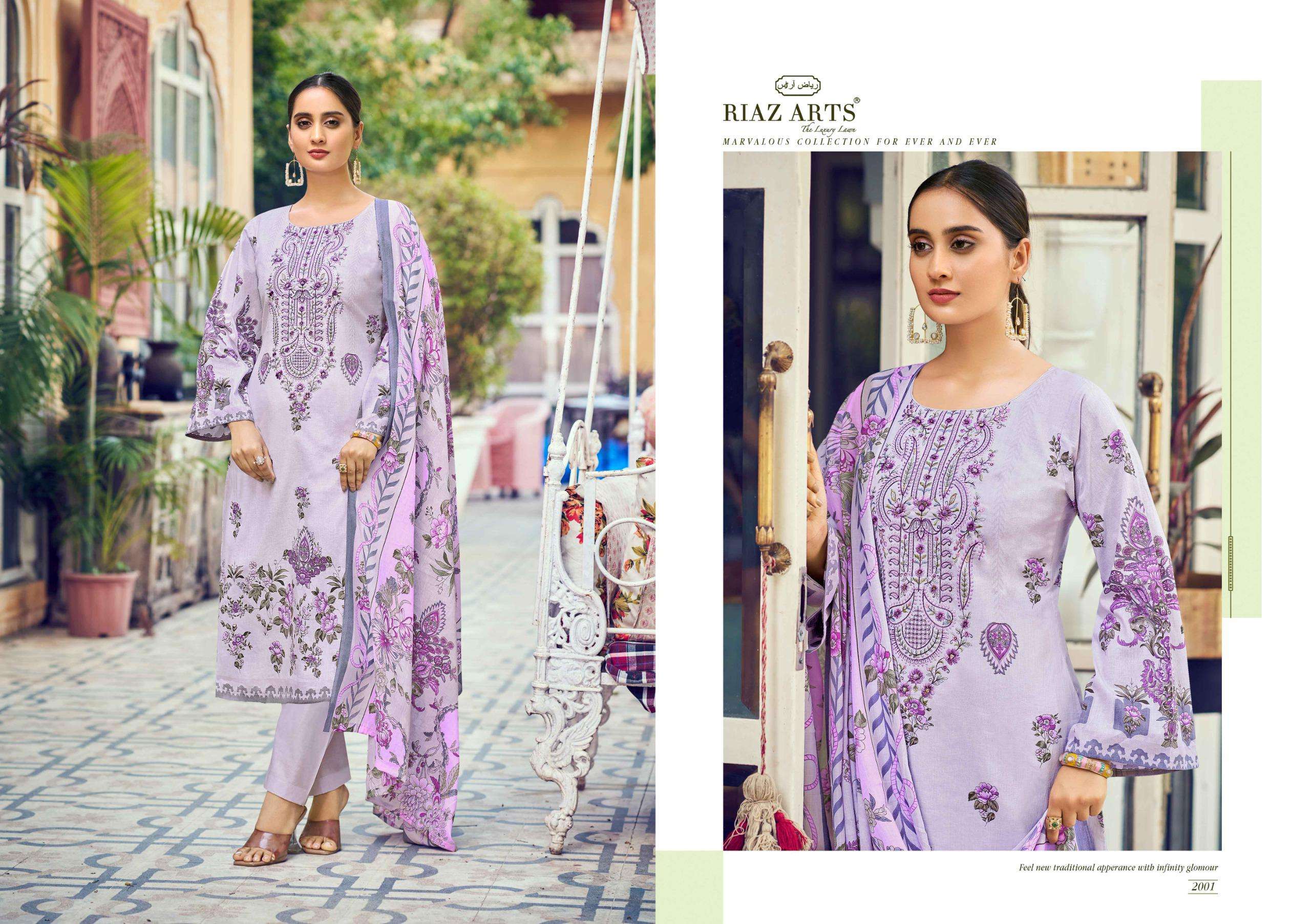RIAZ ARTS NAKSH LAWN COTTON PRINT WITH FANCY WORK SUIT