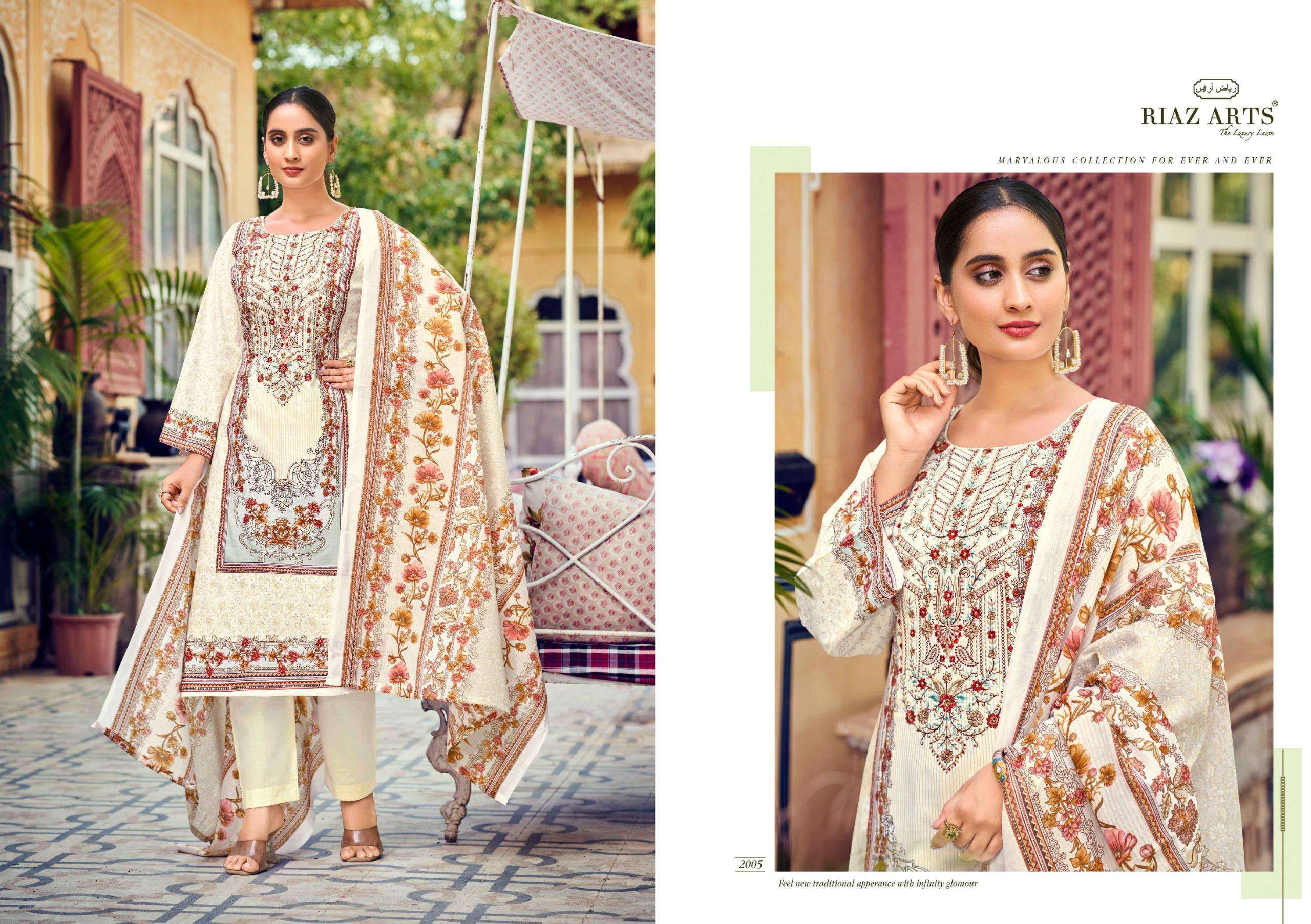 RIAZ ARTS NAKSH LAWN COTTON PRINT WITH FANCY WORK SUIT