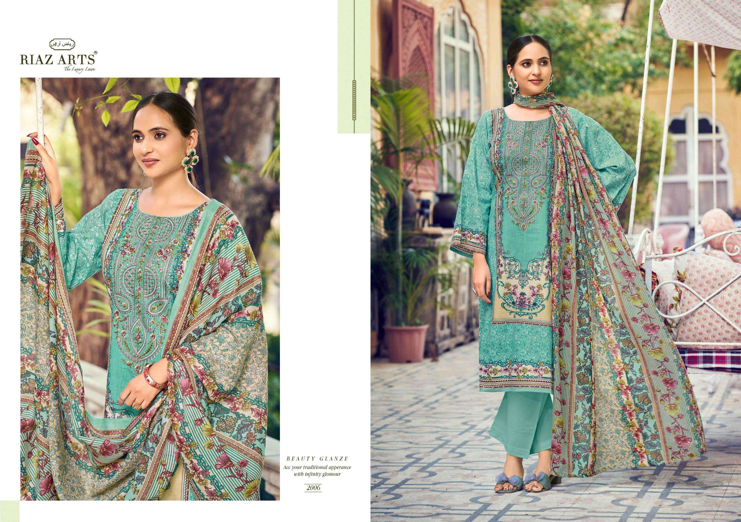 RIAZ ARTS NAKSH LAWN COTTON PRINT WITH FANCY WORK SUIT