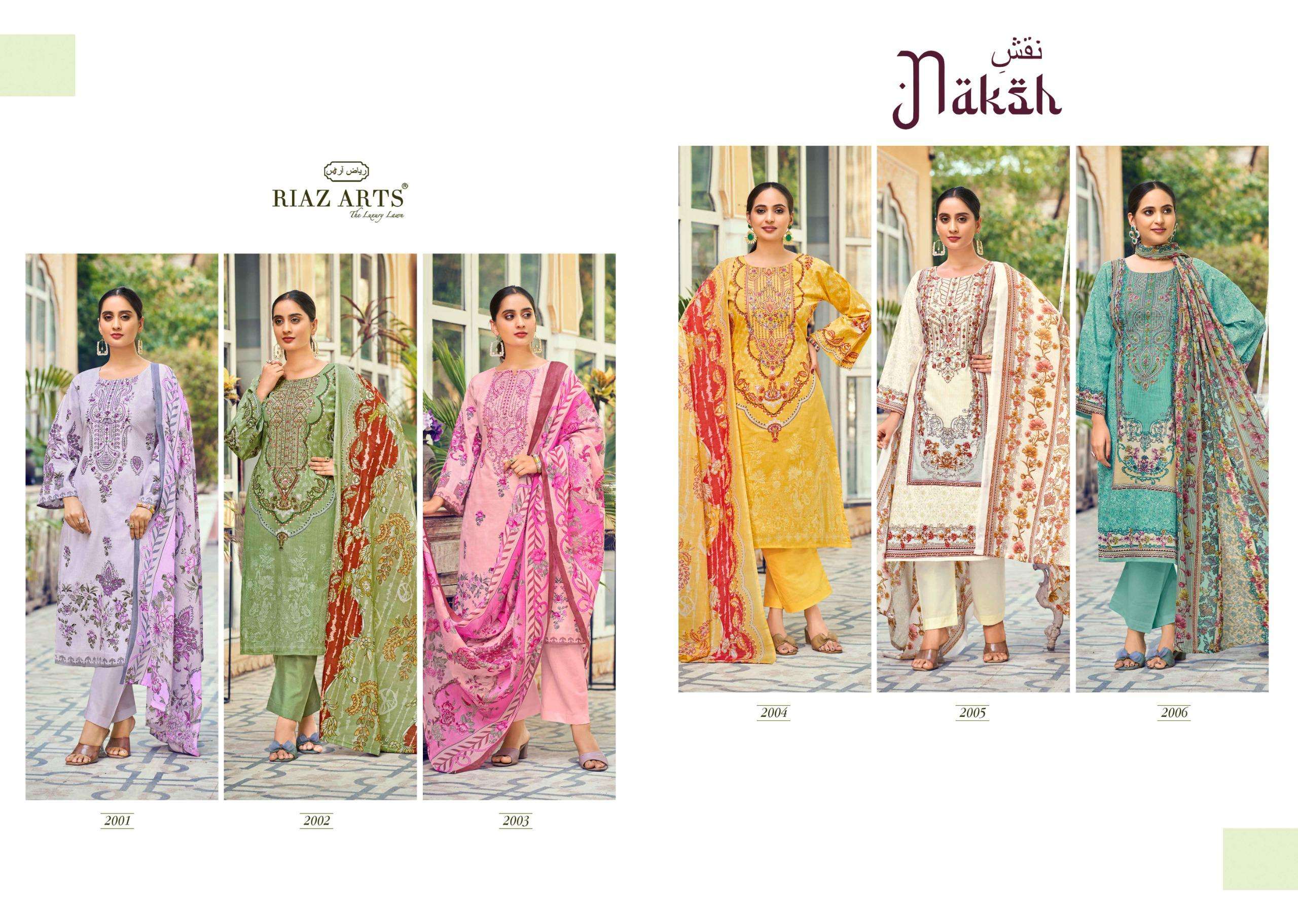 RIAZ ARTS NAKSH LAWN COTTON PRINT WITH FANCY WORK SUIT