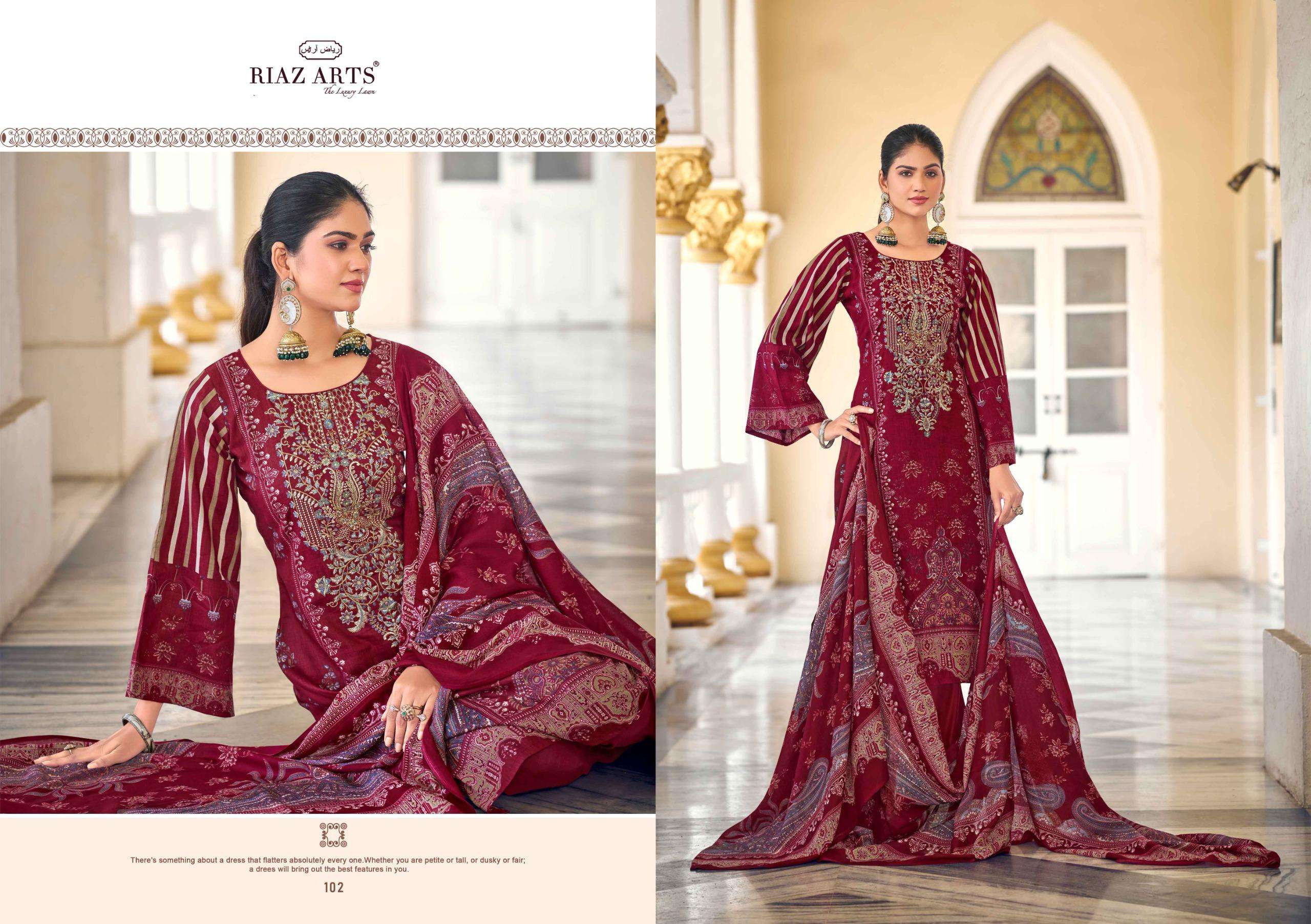 RIAZ ARTS NAWAZISH VOL 2 LAWN COTTON DIGITAL PRINT WITH FANCY EMBROIDERY WORK SUIT