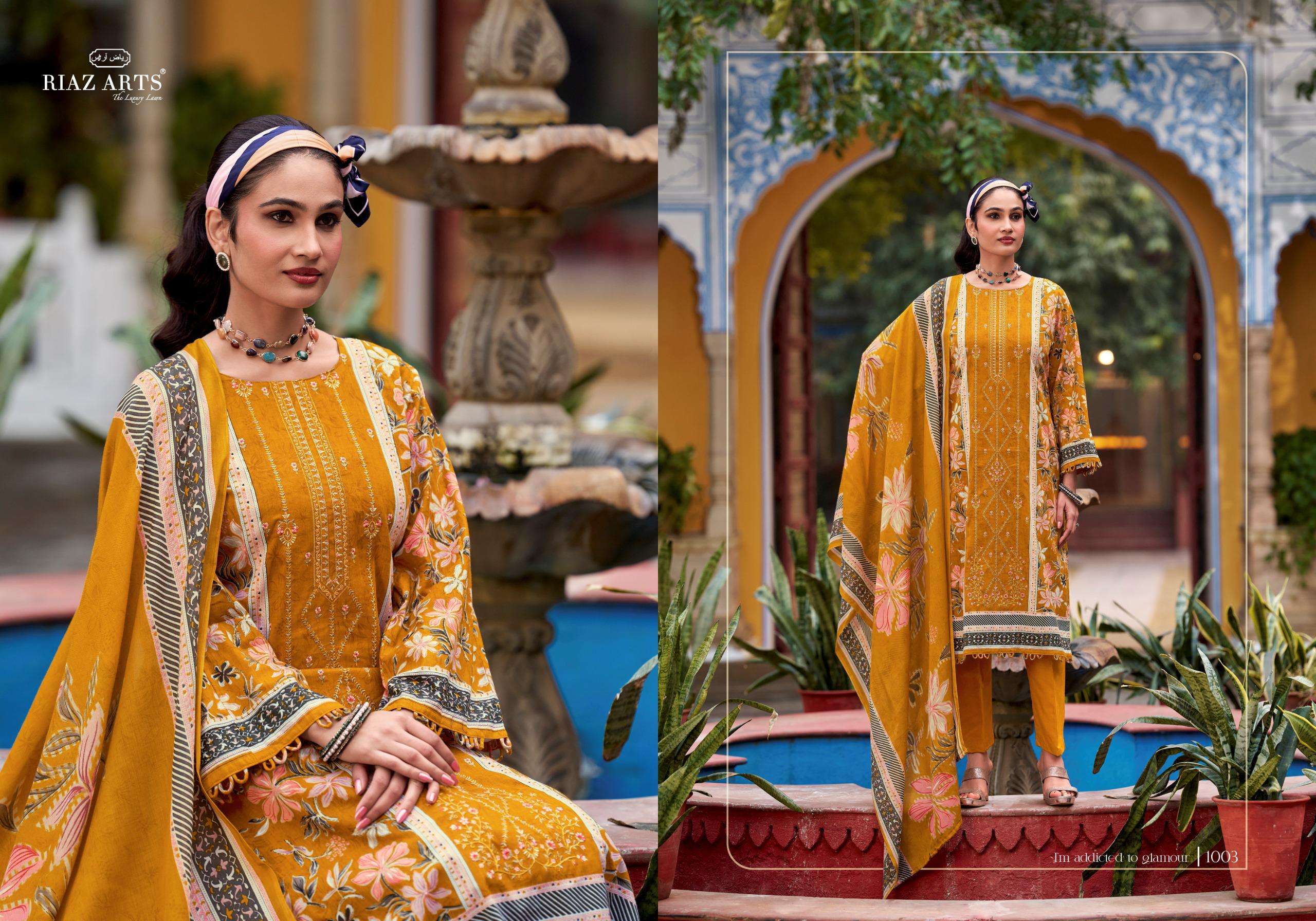 RIAZ ARTS PRINTS ANDAAZ LAWN COTTON DIGITAL PRINT WITH FANCY EMBROIDERY WORK SUIT