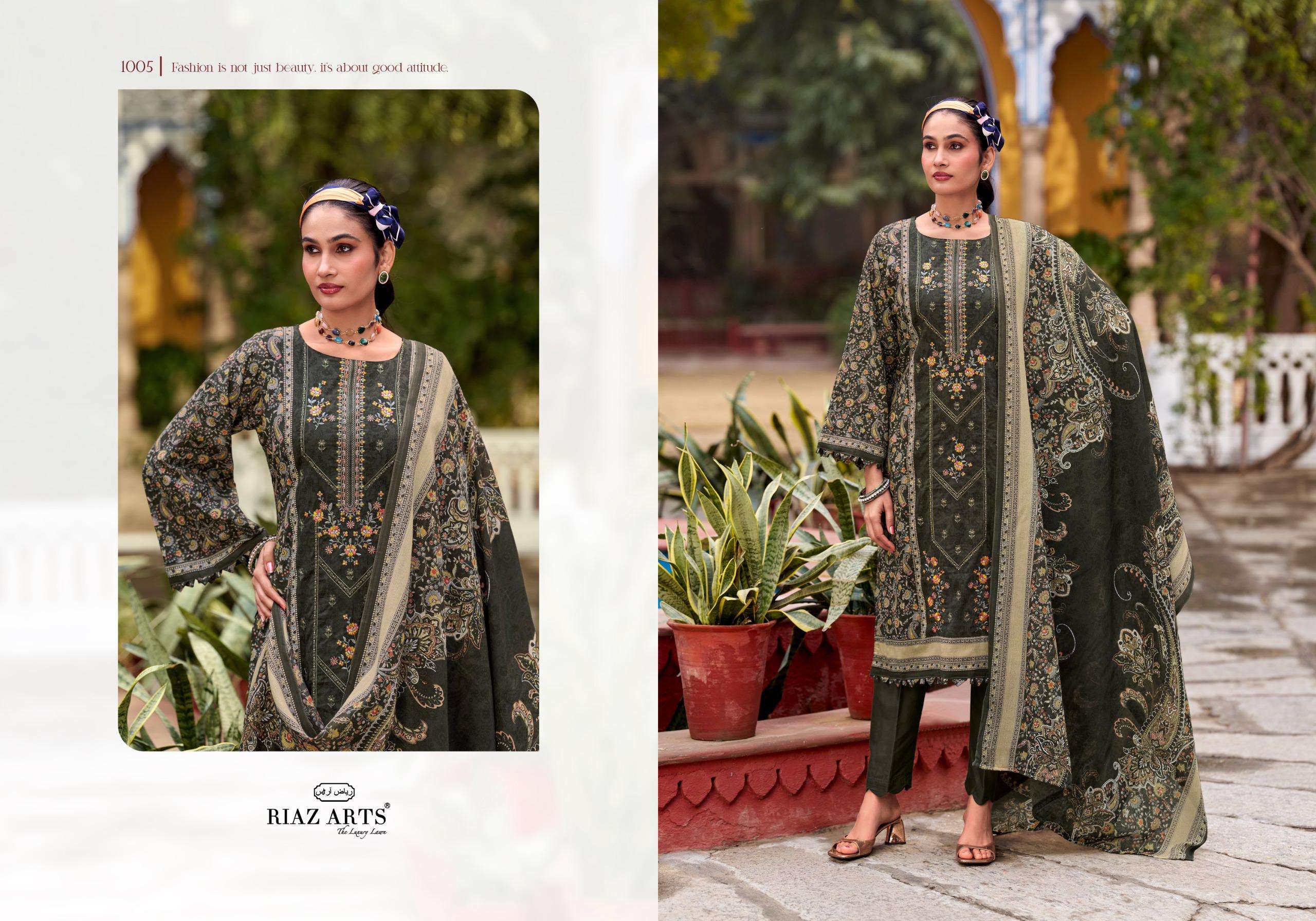 RIAZ ARTS PRINTS ANDAAZ LAWN COTTON DIGITAL PRINT WITH FANCY EMBROIDERY WORK SUIT