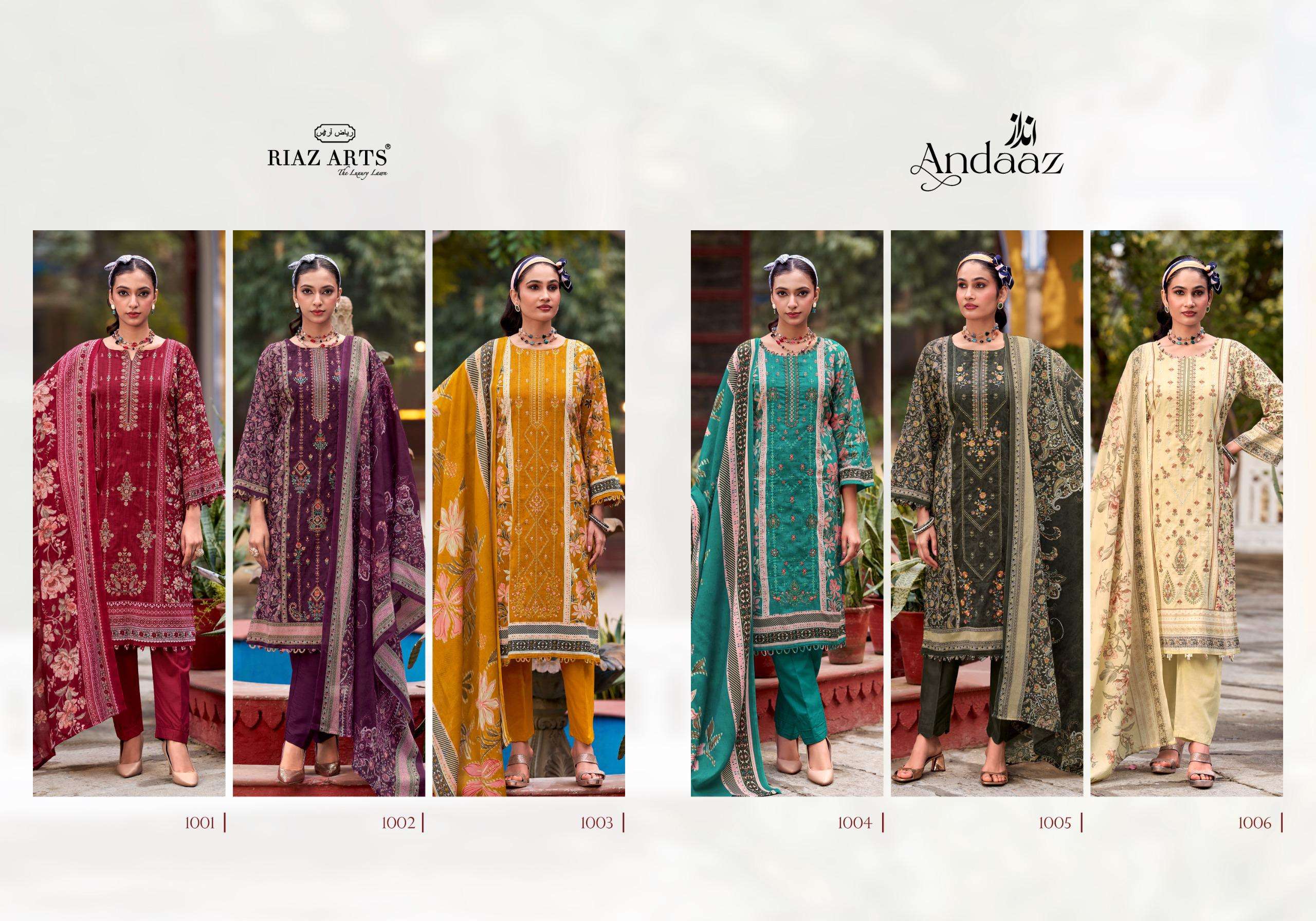 RIAZ ARTS PRINTS ANDAAZ LAWN COTTON DIGITAL PRINT WITH FANCY EMBROIDERY WORK SUIT