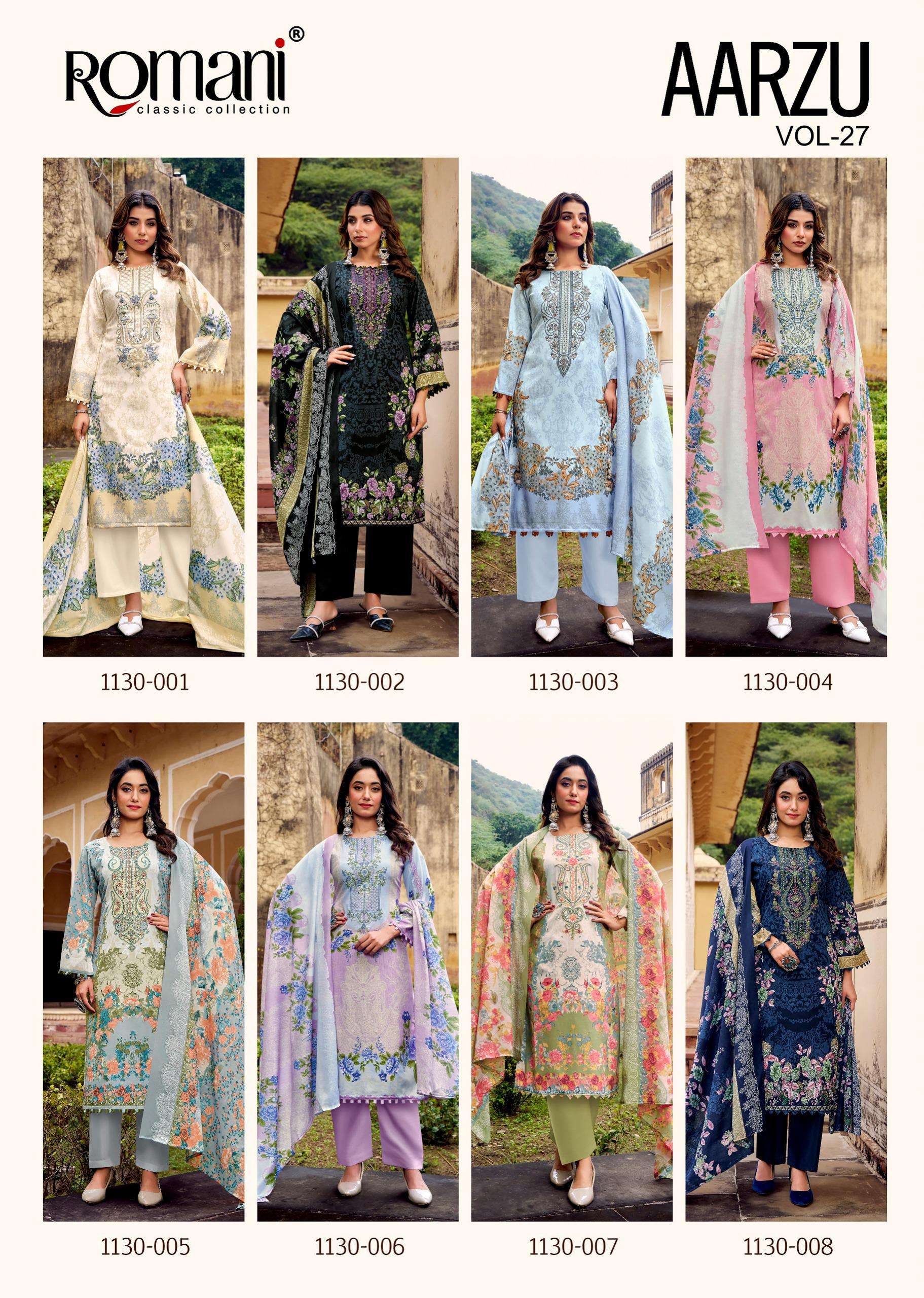 ROMANI AARZU VOL 27 COTTON DIGITAL STYLE PRINT WITH FANCY WORK SUIT