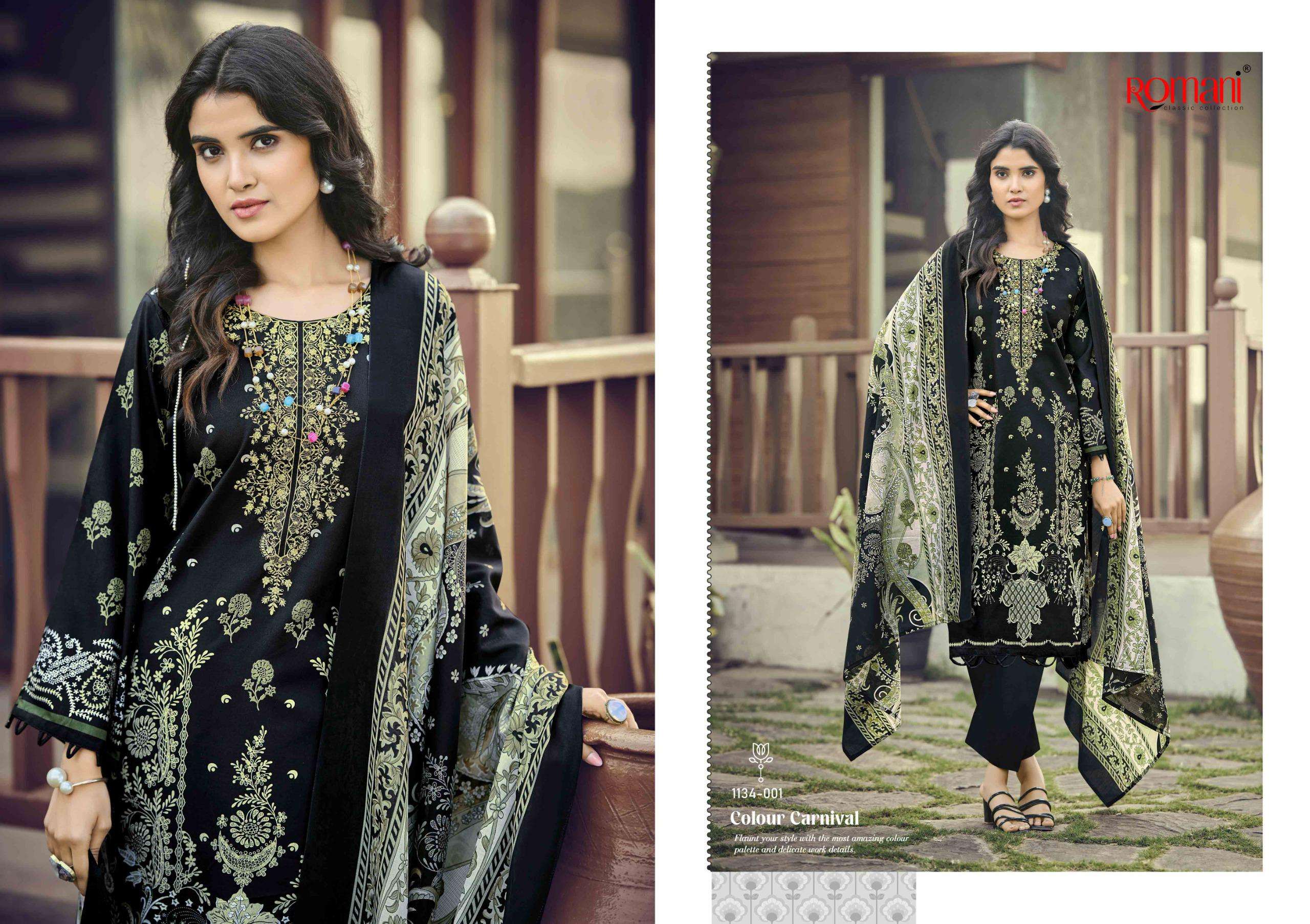 ROMANI NEEDLE WONDER VOL 8 COTTON DIGITAL STYLE PRINT WITH FANCY WORK SUIT