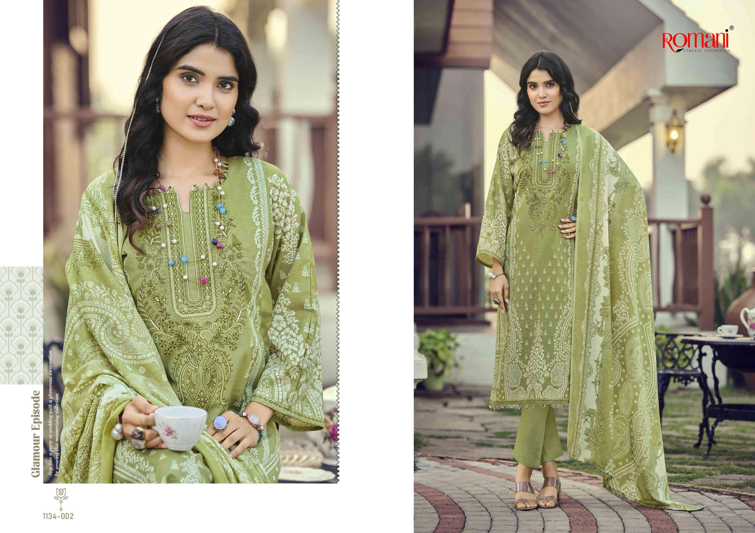 ROMANI NEEDLE WONDER VOL 8 COTTON DIGITAL STYLE PRINT WITH FANCY WORK SUIT