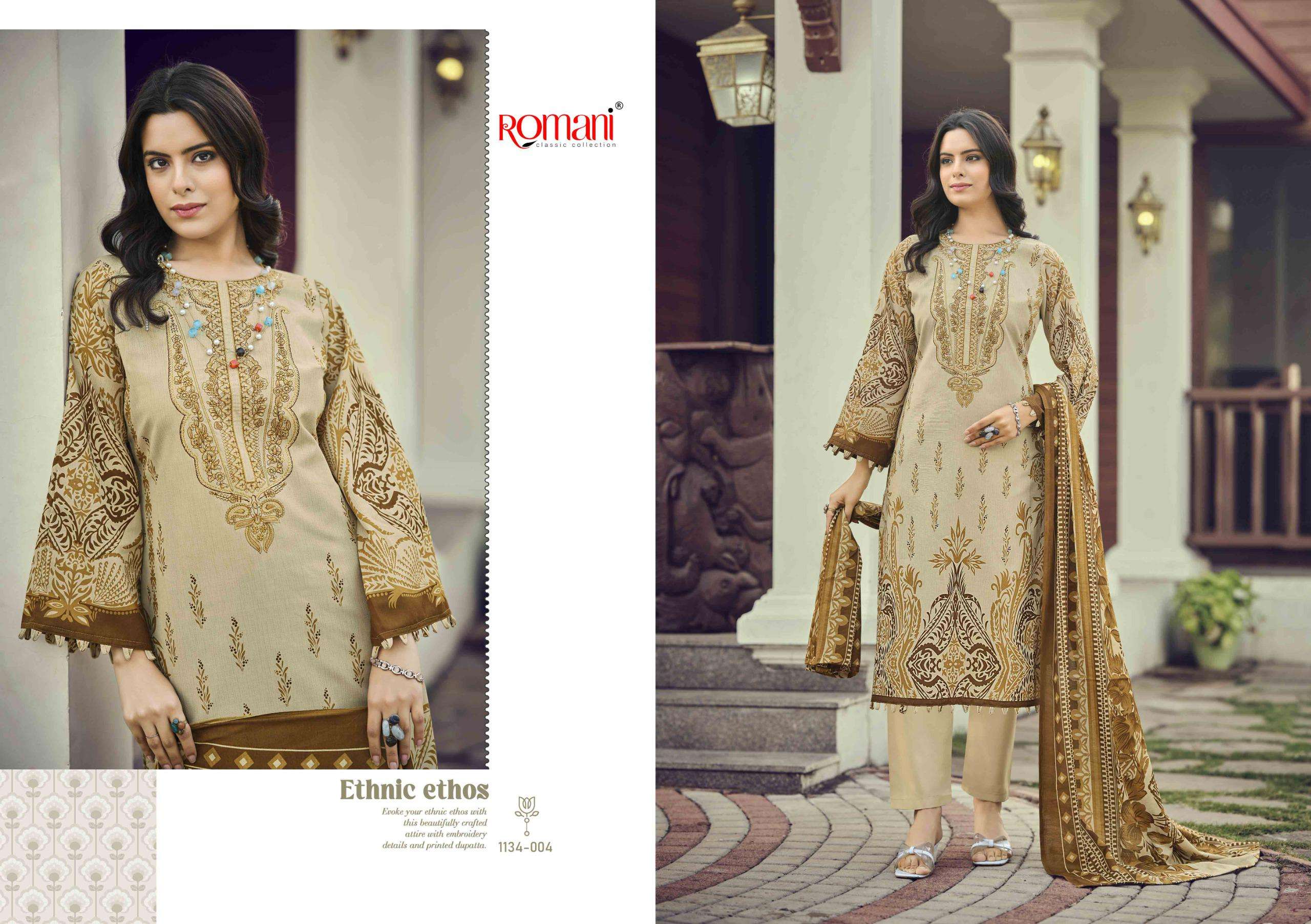 ROMANI NEEDLE WONDER VOL 8 COTTON DIGITAL STYLE PRINT WITH FANCY WORK SUIT