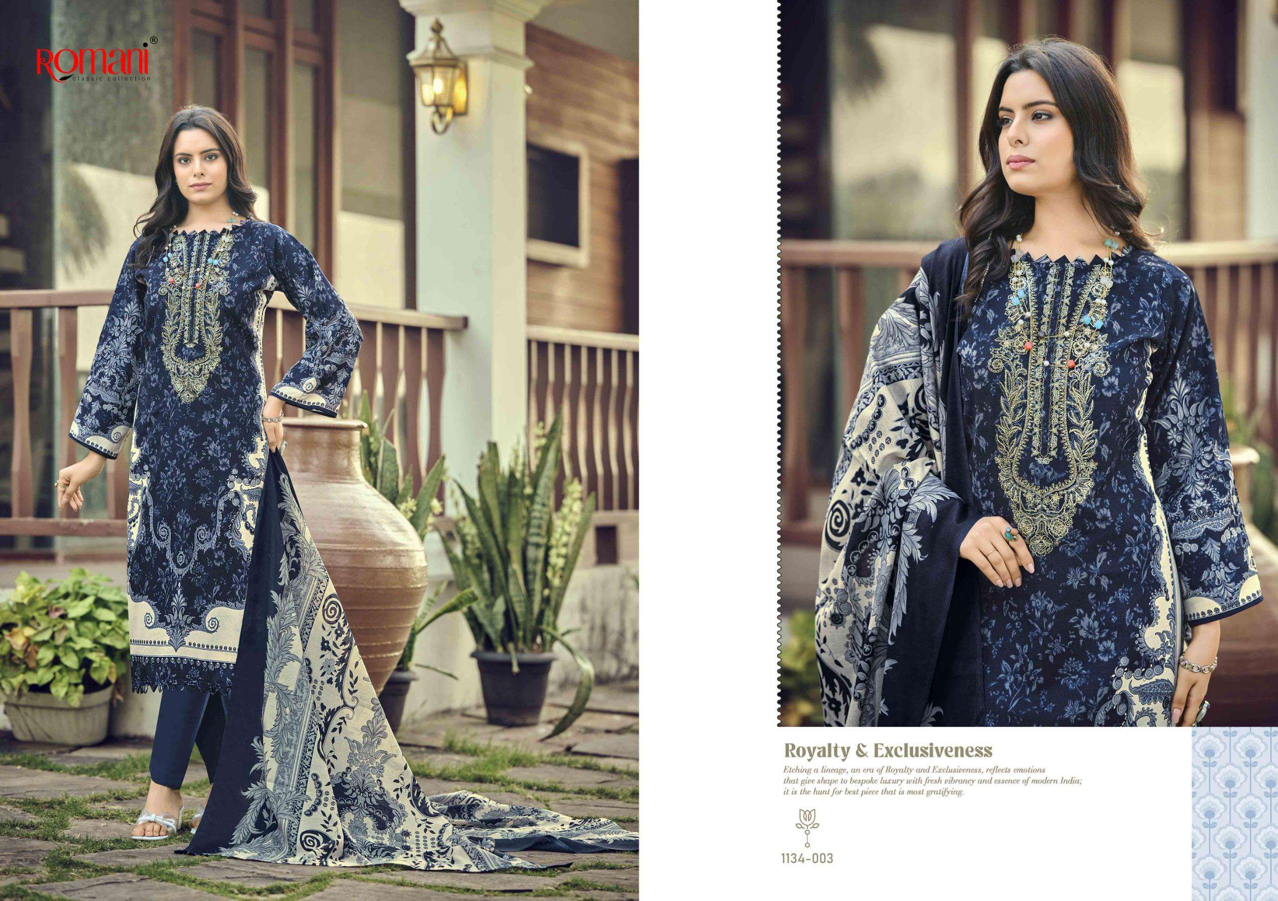 ROMANI NEEDLE WONDER VOL 8 COTTON DIGITAL STYLE PRINT WITH FANCY WORK SUIT