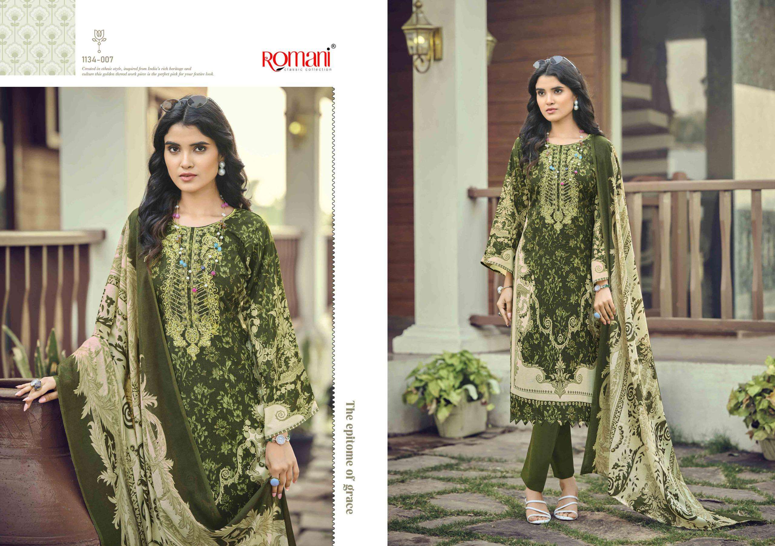ROMANI NEEDLE WONDER VOL 8 COTTON DIGITAL STYLE PRINT WITH FANCY WORK SUIT