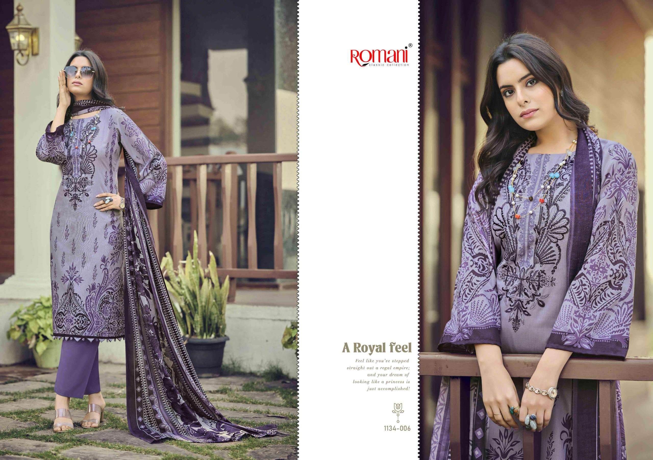 ROMANI NEEDLE WONDER VOL 8 COTTON DIGITAL STYLE PRINT WITH FANCY WORK SUIT