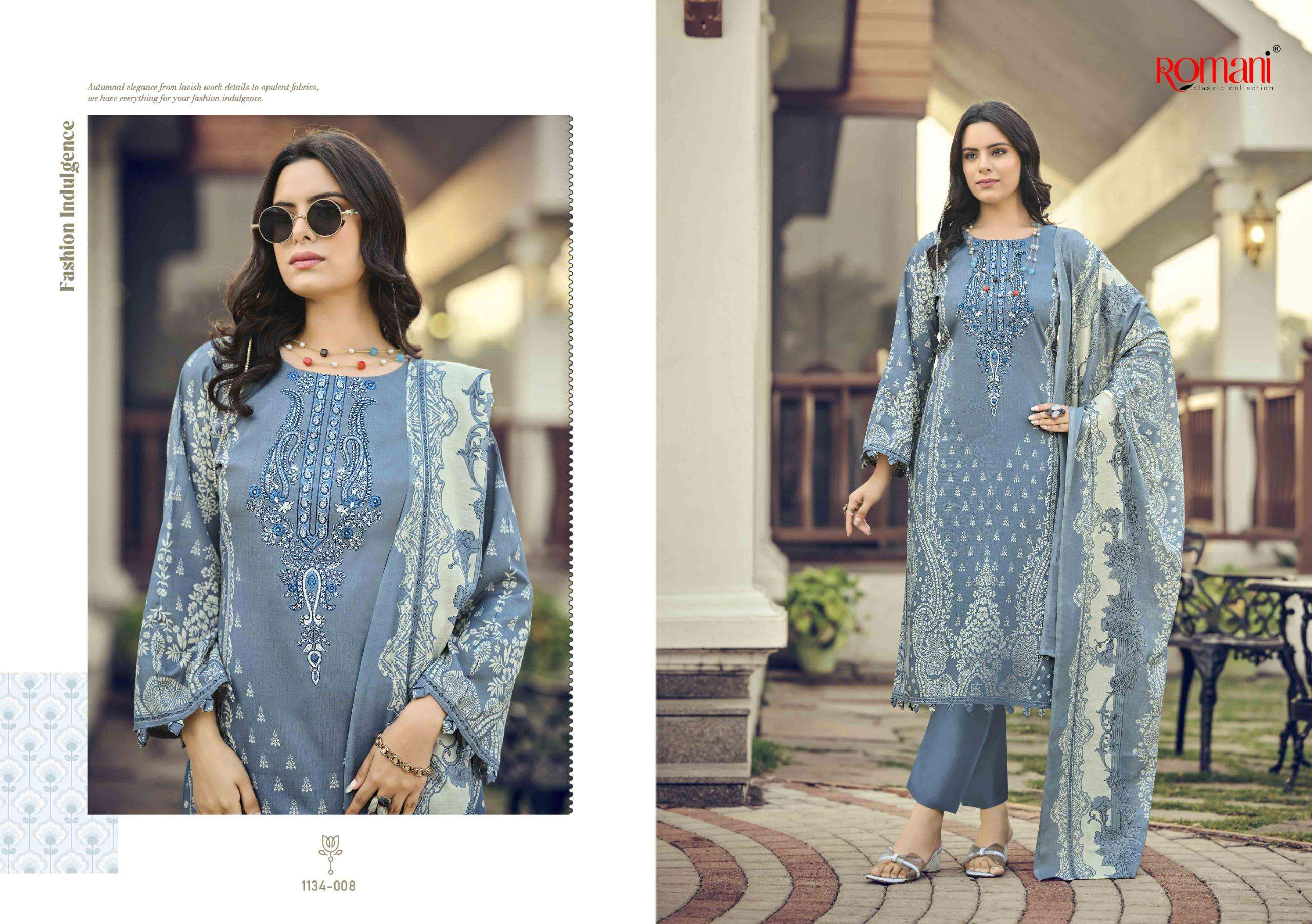 ROMANI NEEDLE WONDER VOL 8 COTTON DIGITAL STYLE PRINT WITH FANCY WORK SUIT