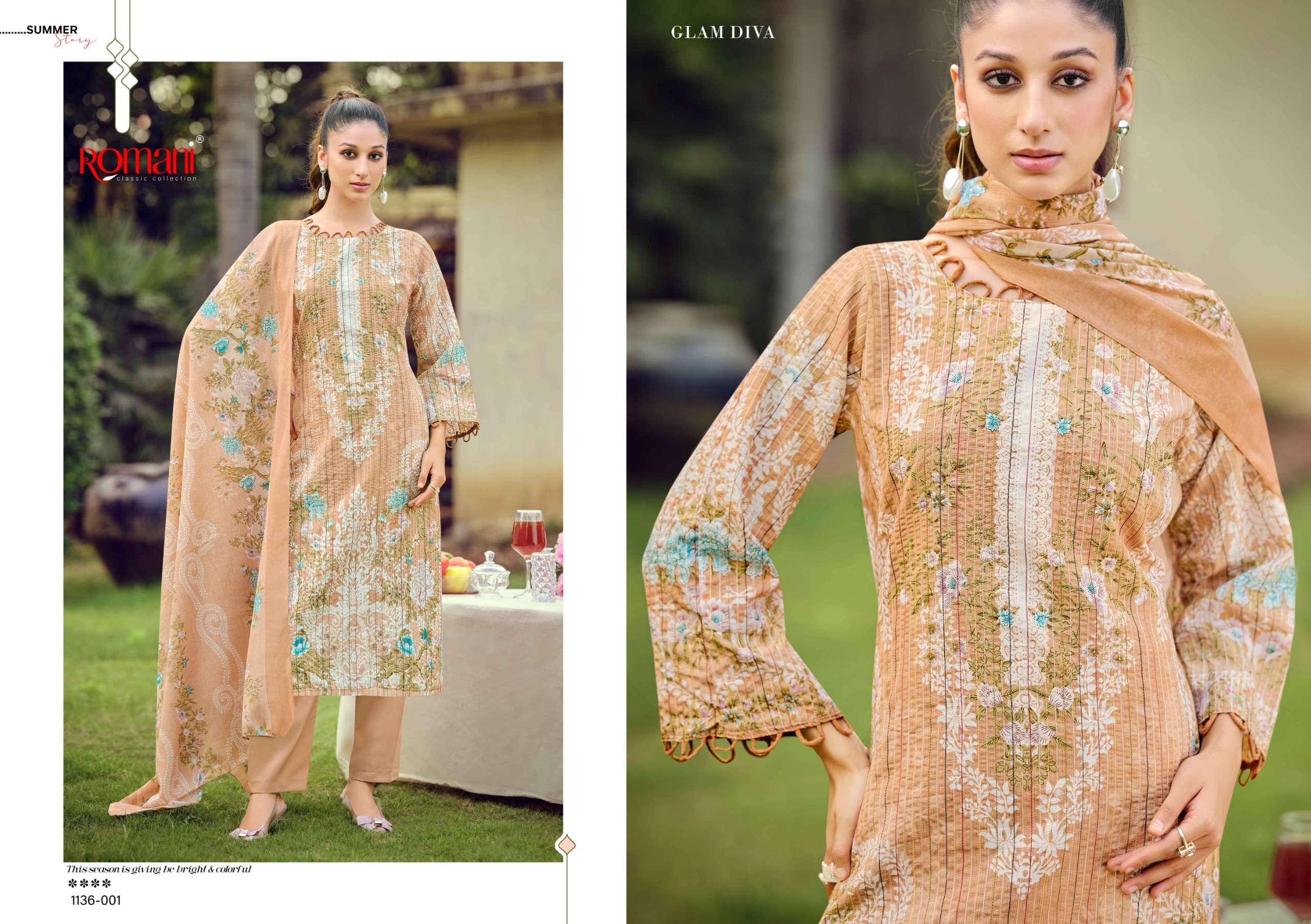 ROMANI RICHA COTTON DIGITAL PRINTS WITH FANCY WORK SUIT