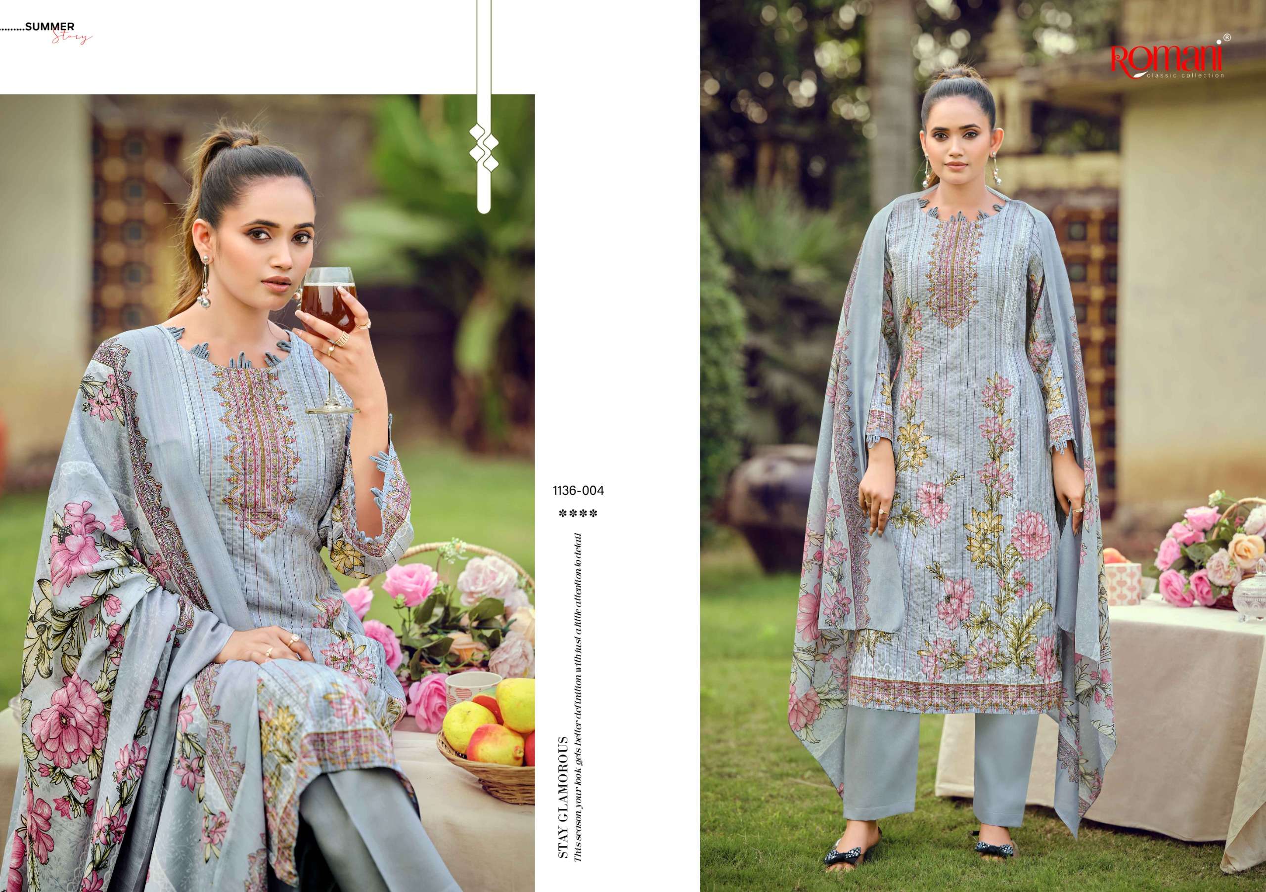ROMANI RICHA COTTON DIGITAL PRINTS WITH FANCY WORK SUIT