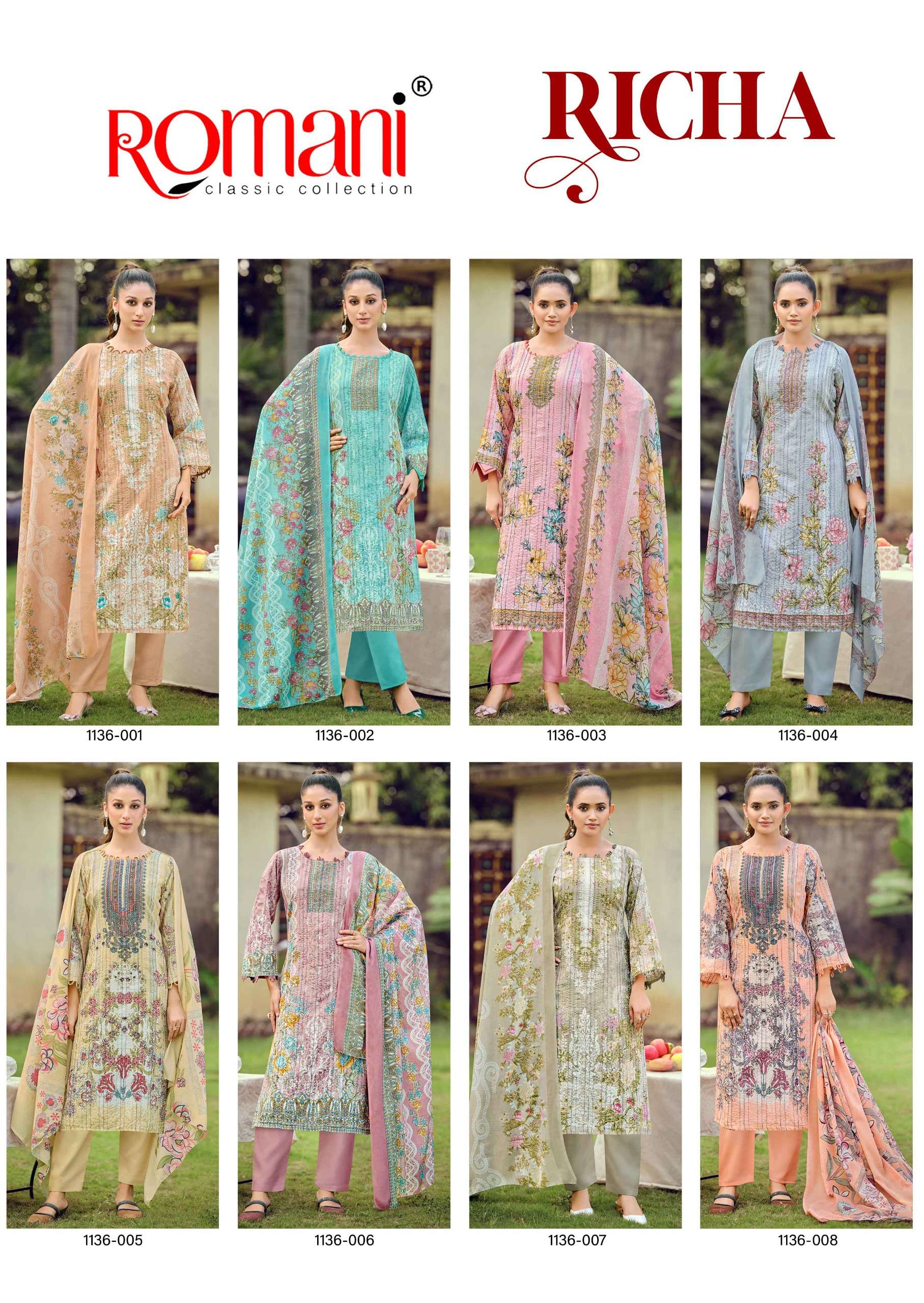 ROMANI RICHA COTTON DIGITAL PRINTS WITH FANCY WORK SUIT