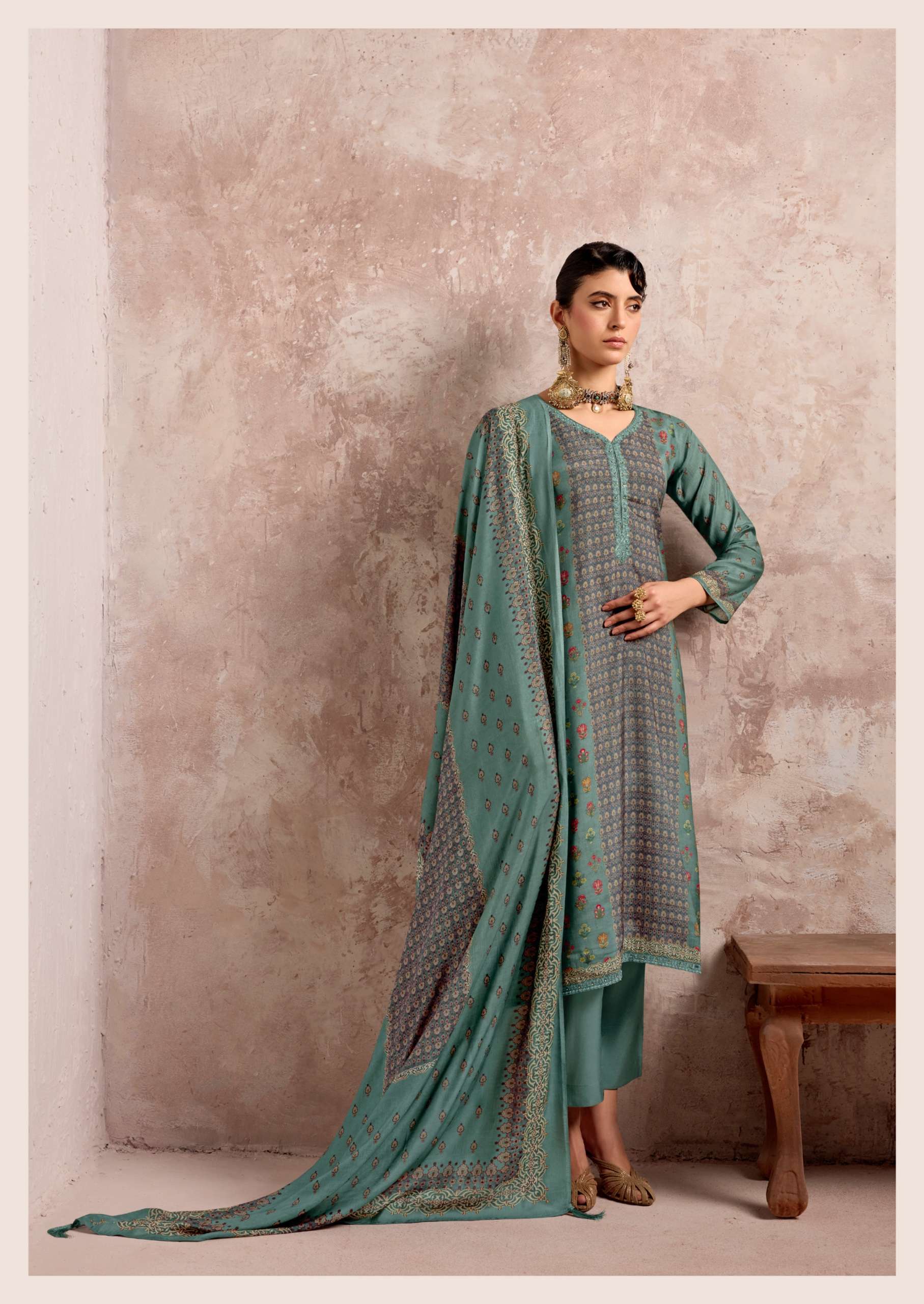 SADHANA FASHION SADIE MUSLIN SILK DIGITAL PRINT WITH FANCY WORK SUIT