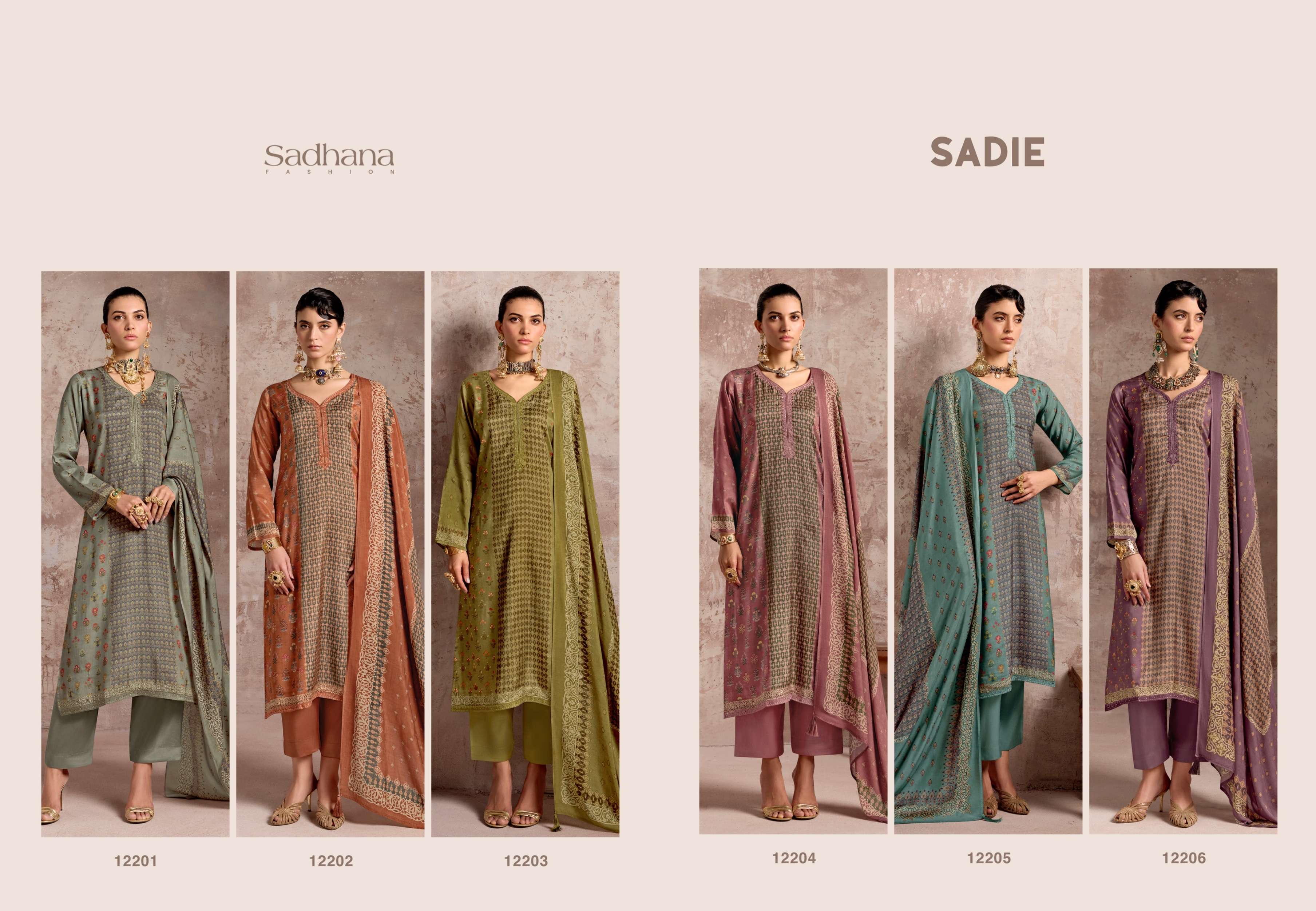SADHANA FASHION SADIE MUSLIN SILK DIGITAL PRINT WITH FANCY WORK SUIT