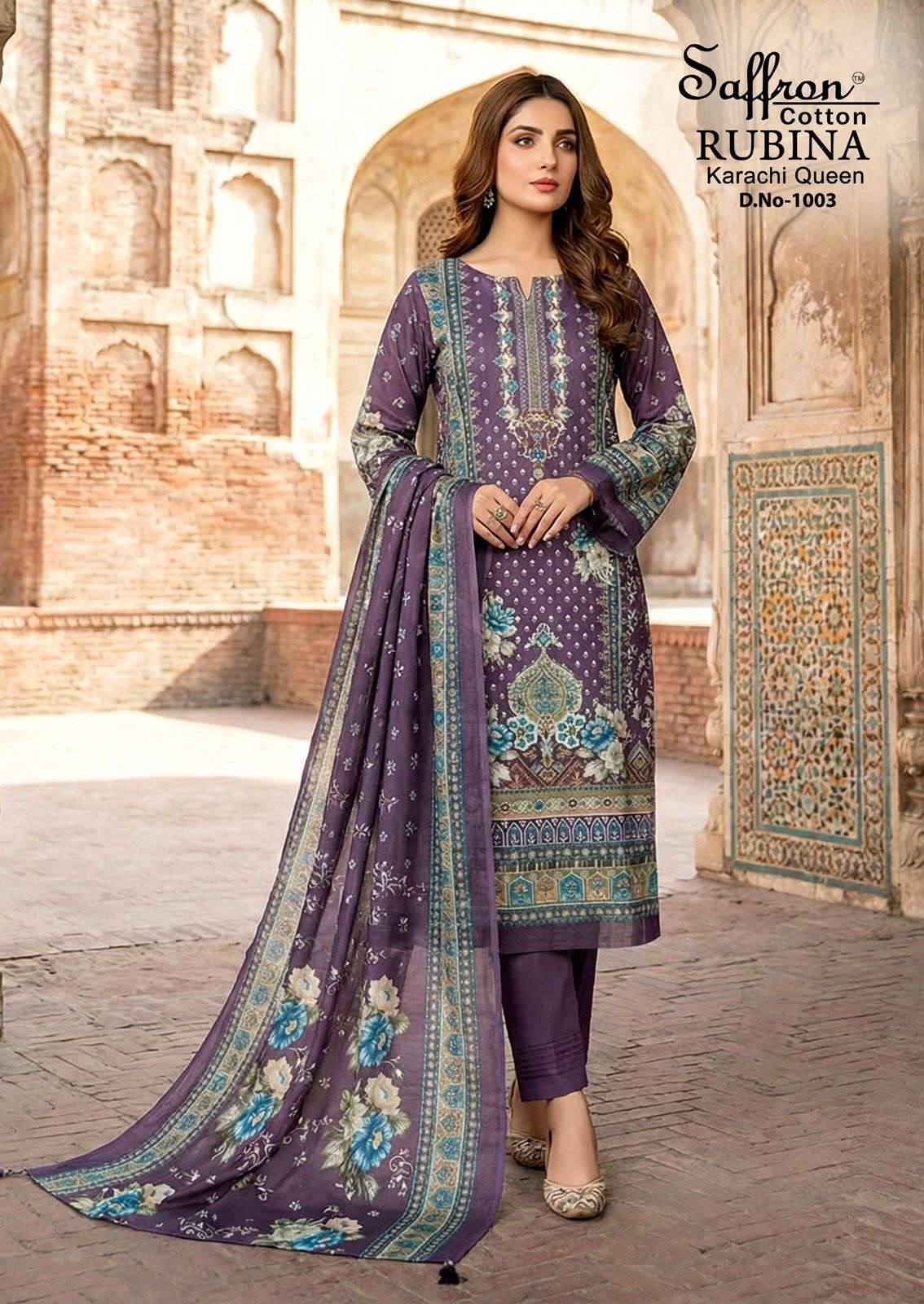 SAFFRON COTTON RUBINA KARACHI QUEEN COTTON DIGITAL PRINTS SALWAR SUIT
