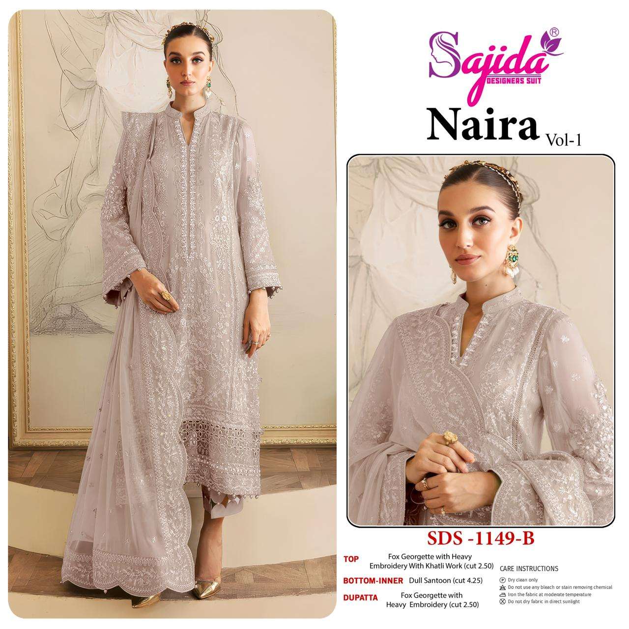 SAJIDA DESIGNER NAIRA VOL 1 GEORGETTE WITH HEAVY EMBROIDERED DESIGNER SUIT