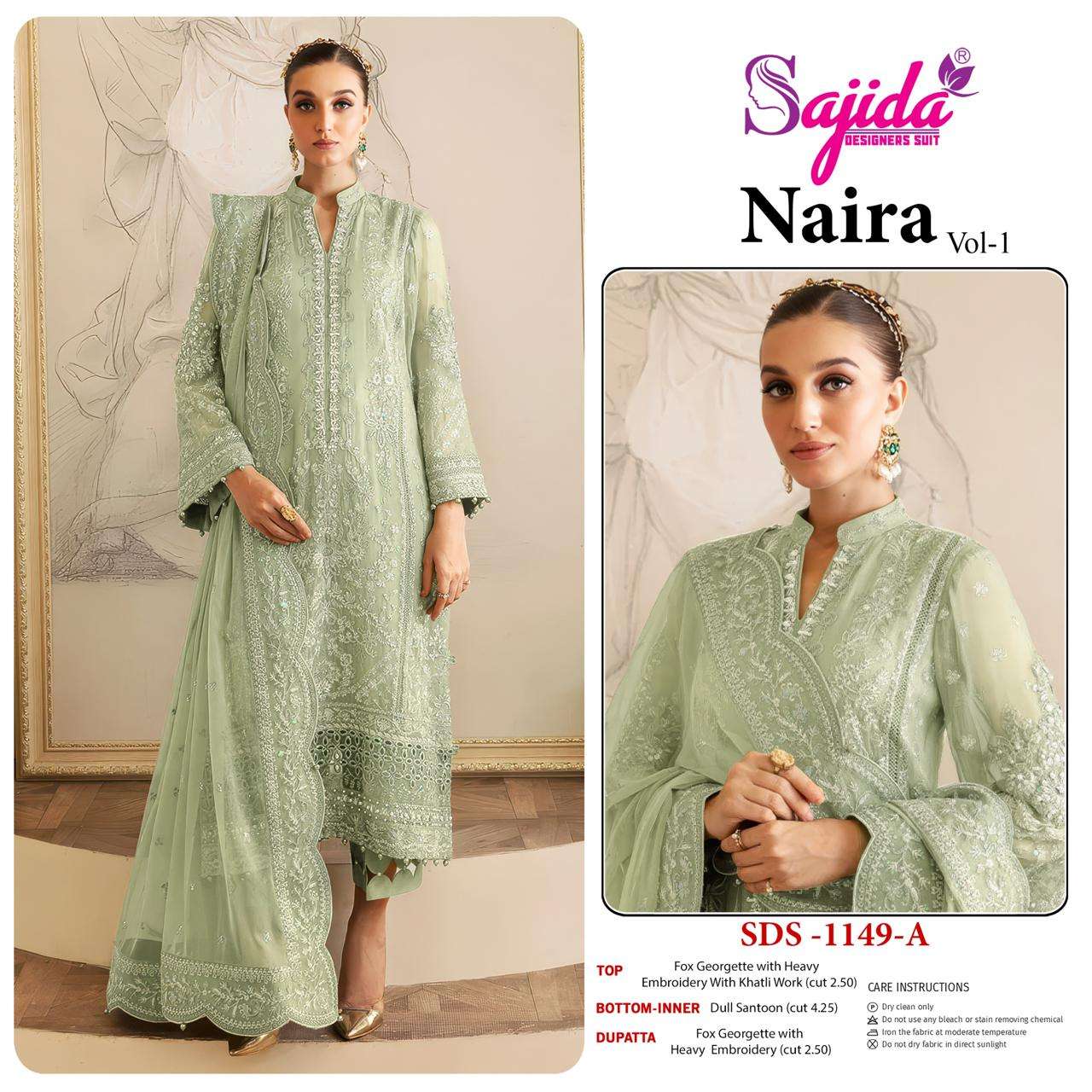 SAJIDA DESIGNER NAIRA VOL 1 GEORGETTE WITH HEAVY EMBROIDERED DESIGNER SUIT