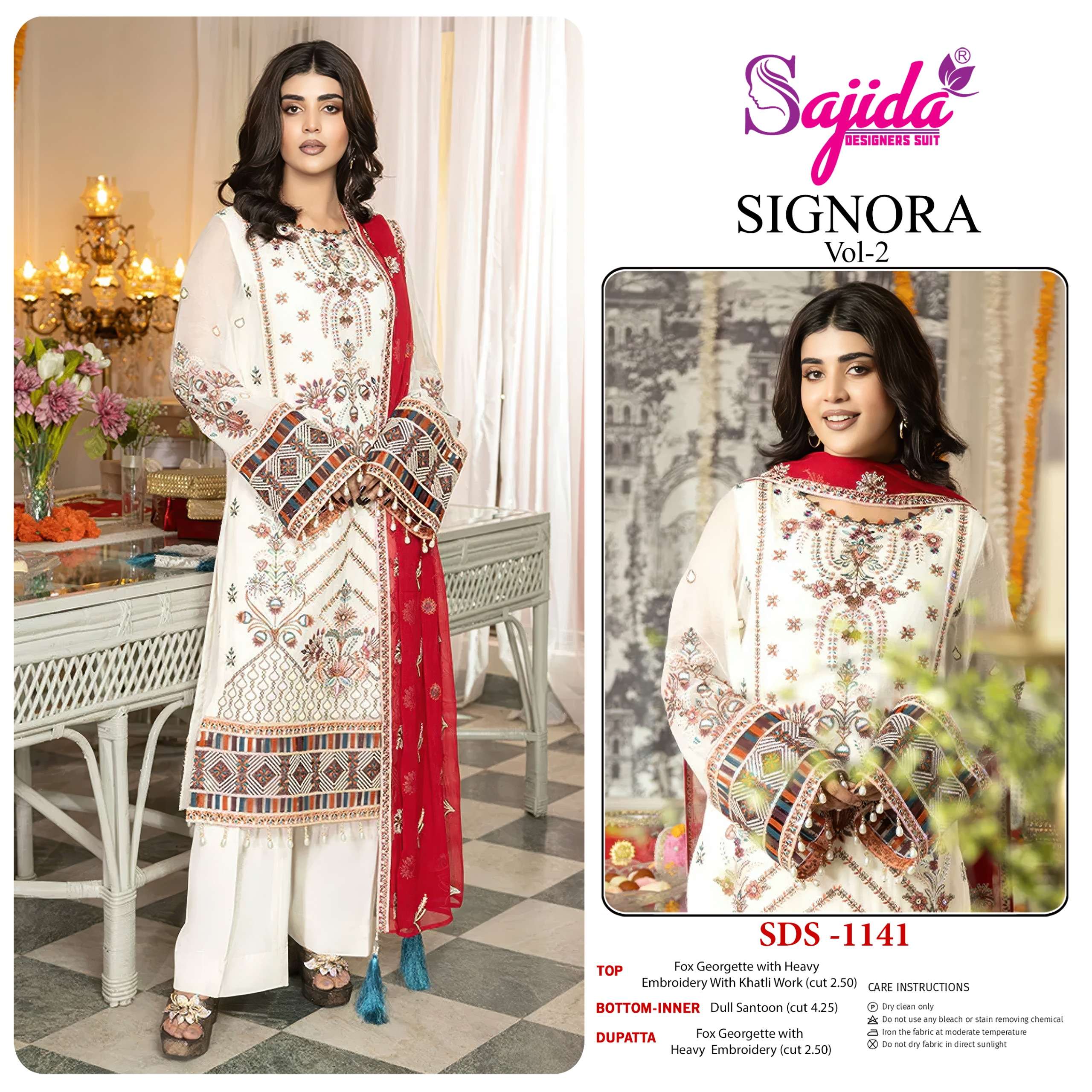 SAJIDA DESIGNER SIGNORA VOL 2 GEORGETTE WITH HEAVY EMBROIDERED SUIT