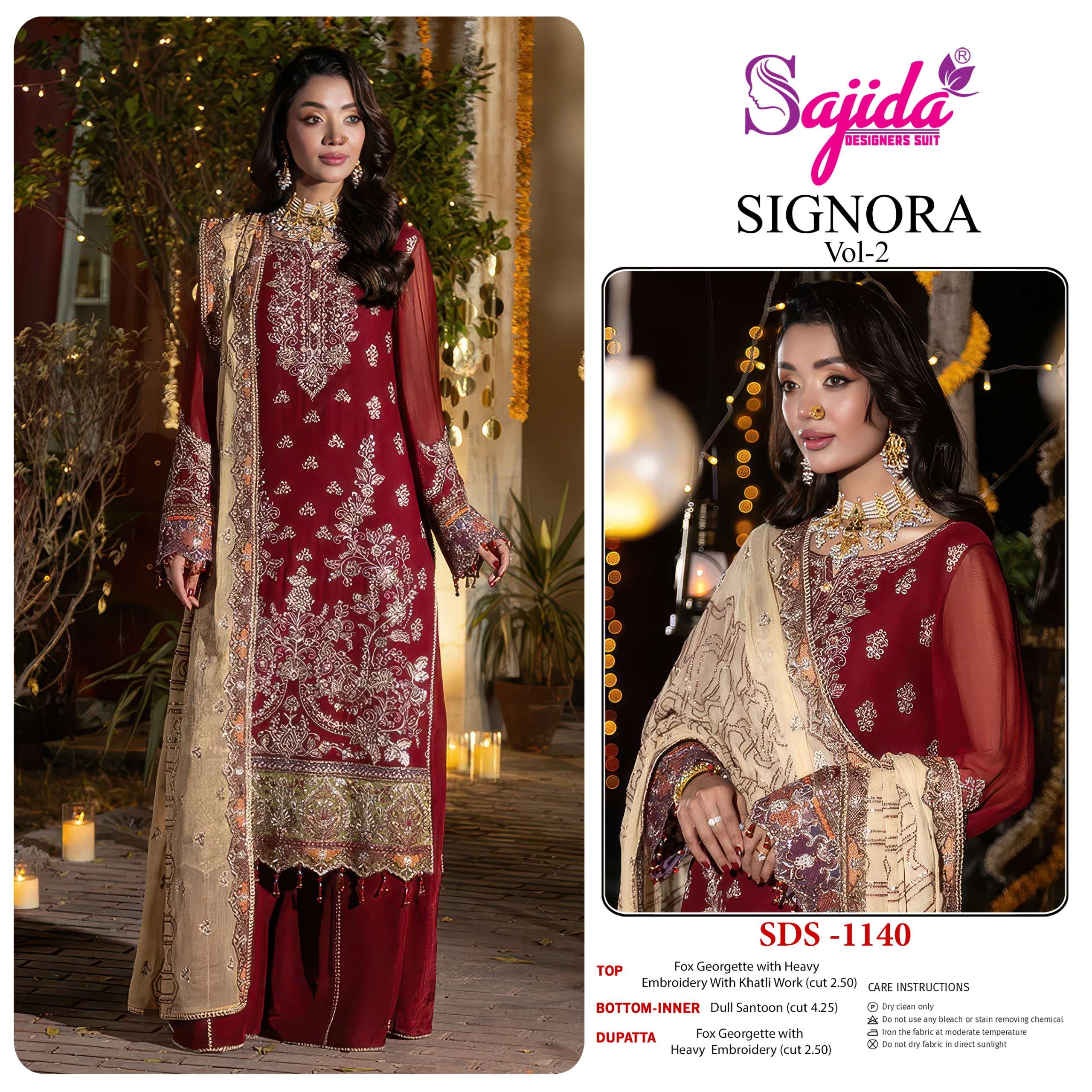 SAJIDA DESIGNER SIGNORA VOL 2 GEORGETTE WITH HEAVY EMBROIDERED SUIT