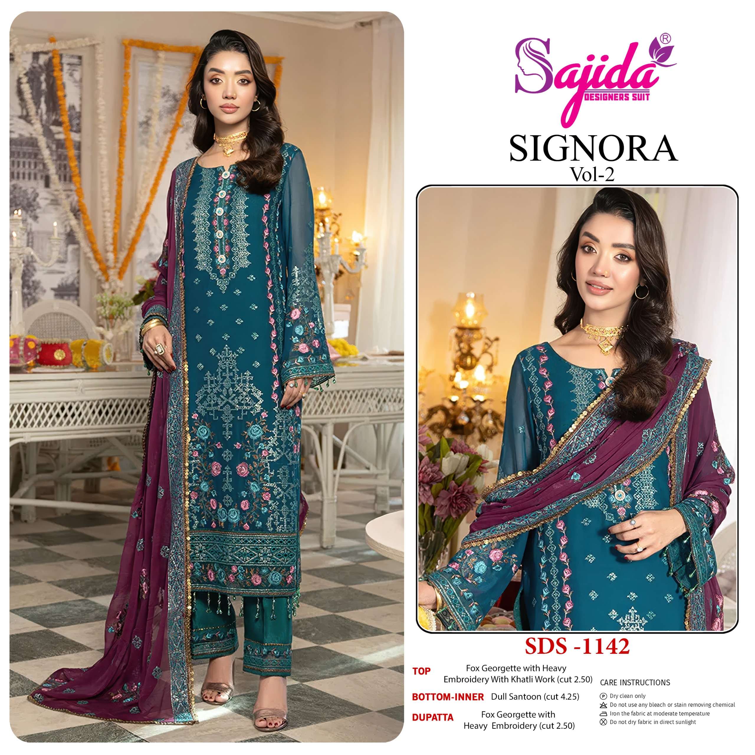 SAJIDA DESIGNER SIGNORA VOL 2 GEORGETTE WITH HEAVY EMBROIDERED SUIT