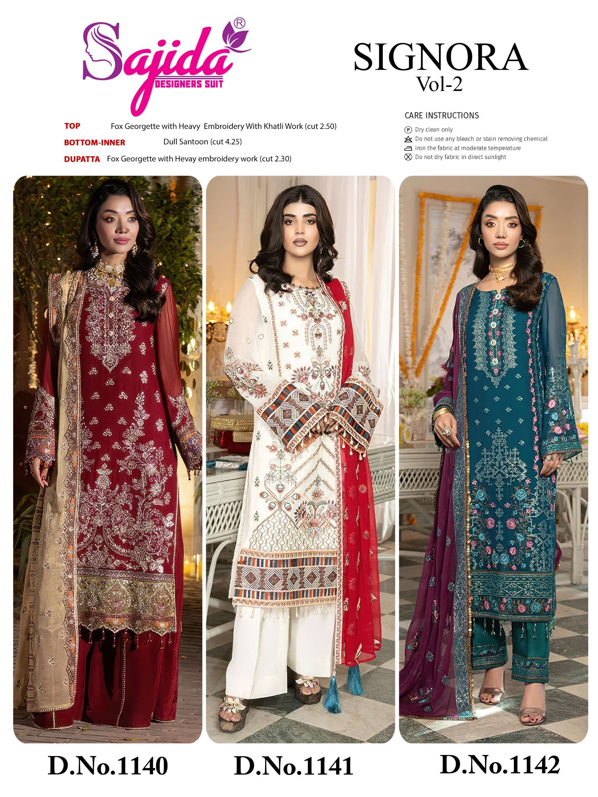 SAJIDA DESIGNER SIGNORA VOL 2 GEORGETTE WITH HEAVY EMBROIDERED SUIT