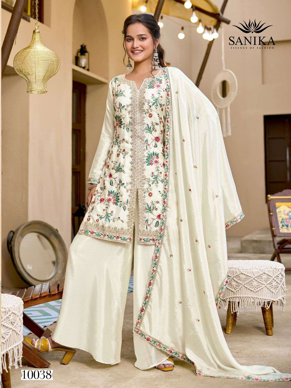 SANIKA FASHION JIYA SILK HEAVY EMBROIDERD DESIGNER WEDDING WEAR LADIES SUIT