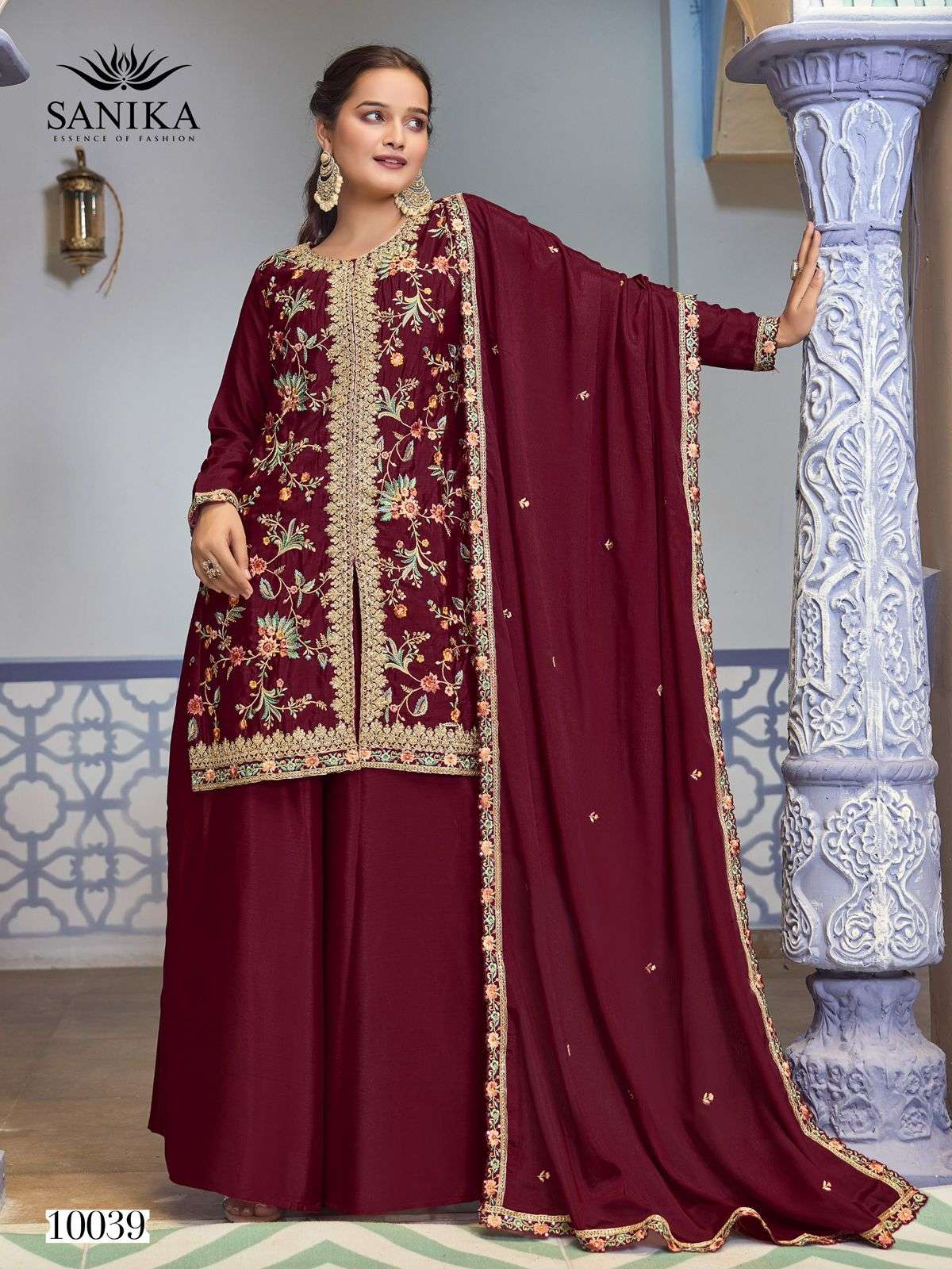 SANIKA FASHION JIYA SILK HEAVY EMBROIDERD DESIGNER WEDDING WEAR LADIES SUIT